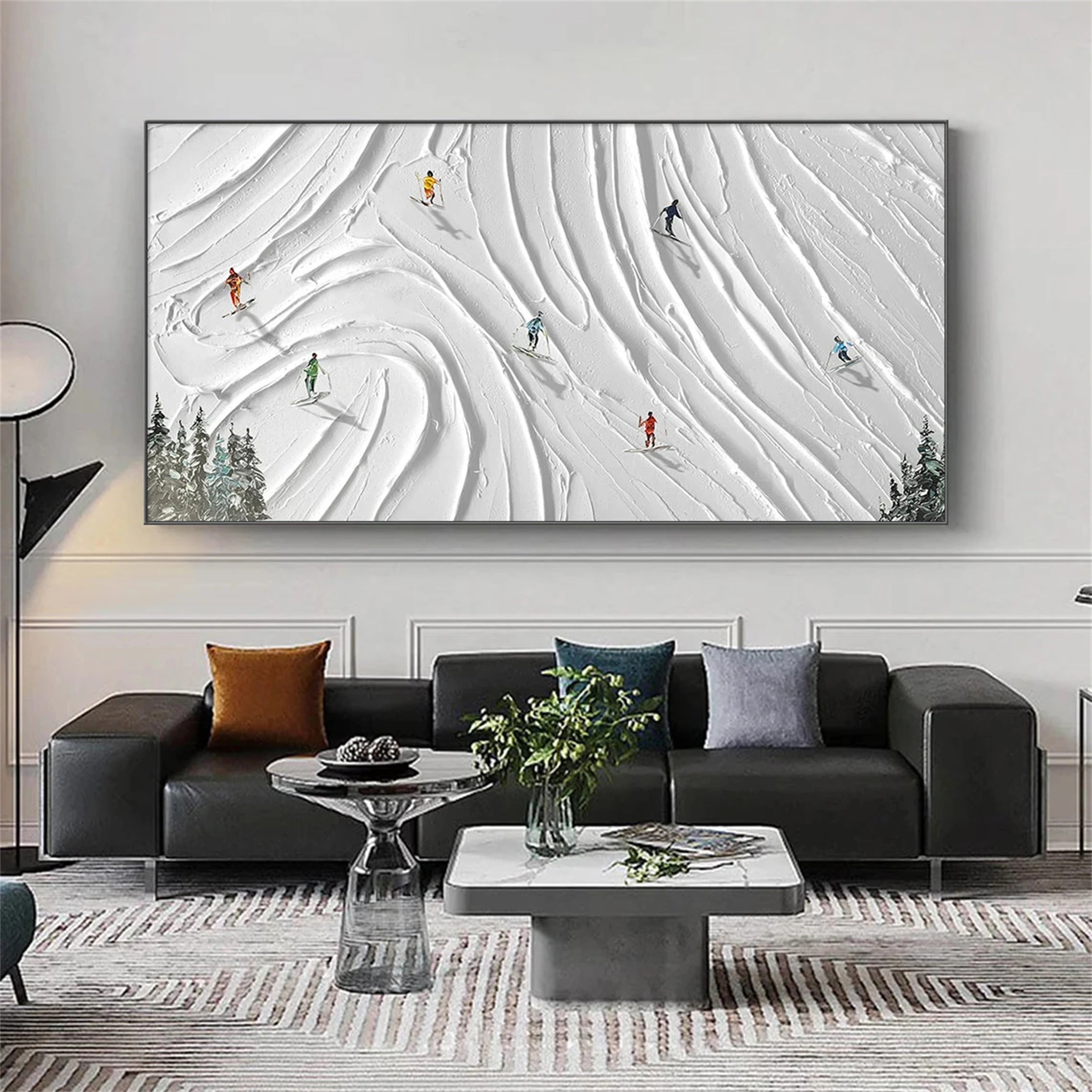 Skiing Sport Art Textured Painting Canvas #MM113