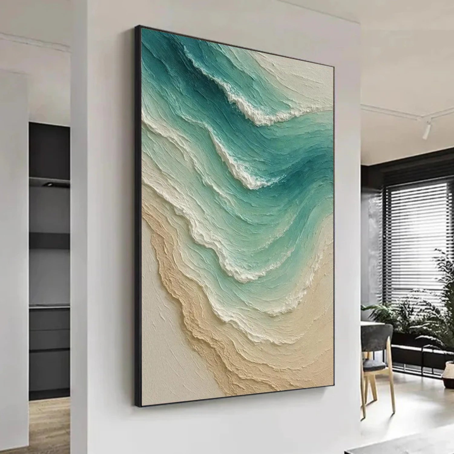 Ocean And Sky Abstract Textured Canvas Art #OS 334