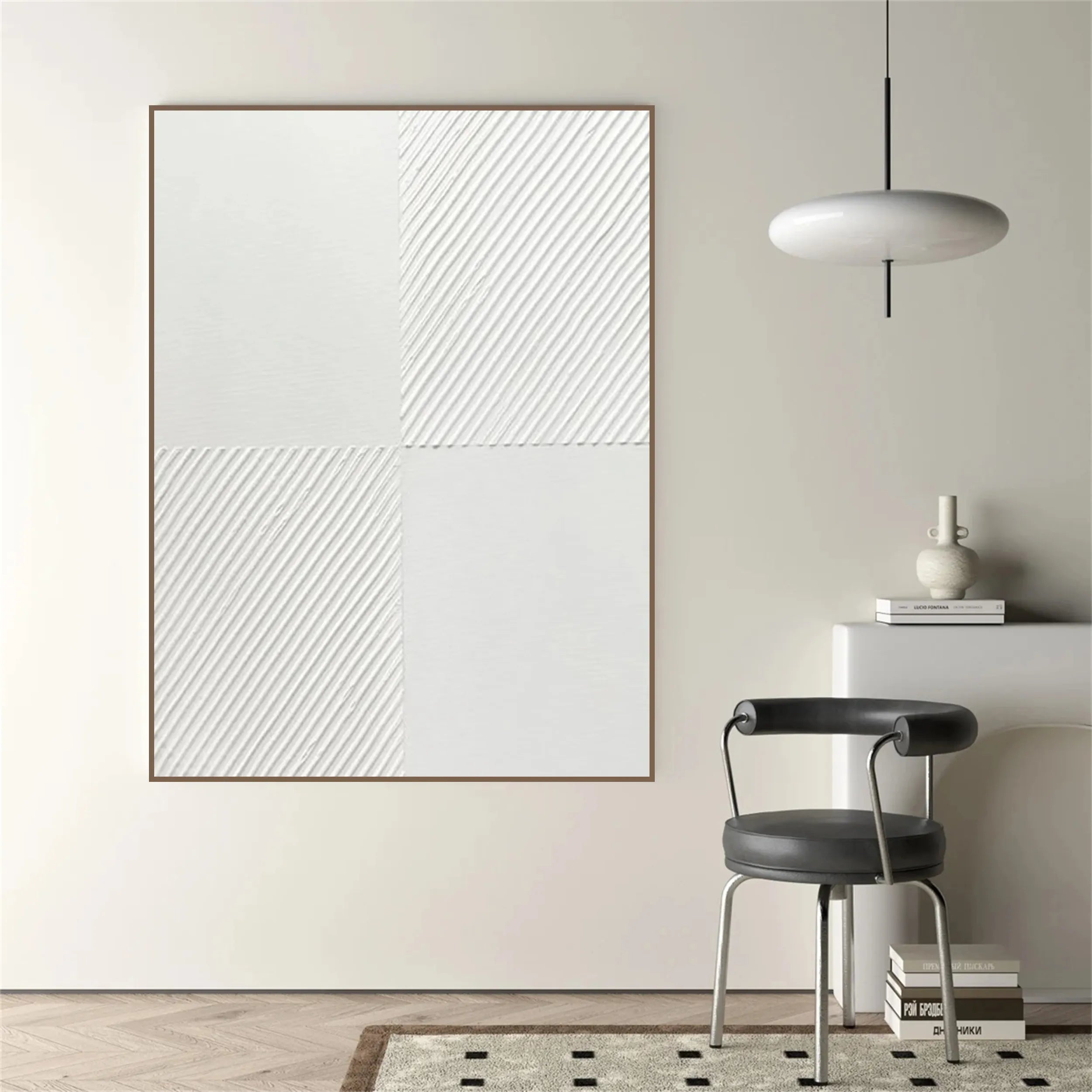 White Minimalist Textured Painting Canvas #MM201