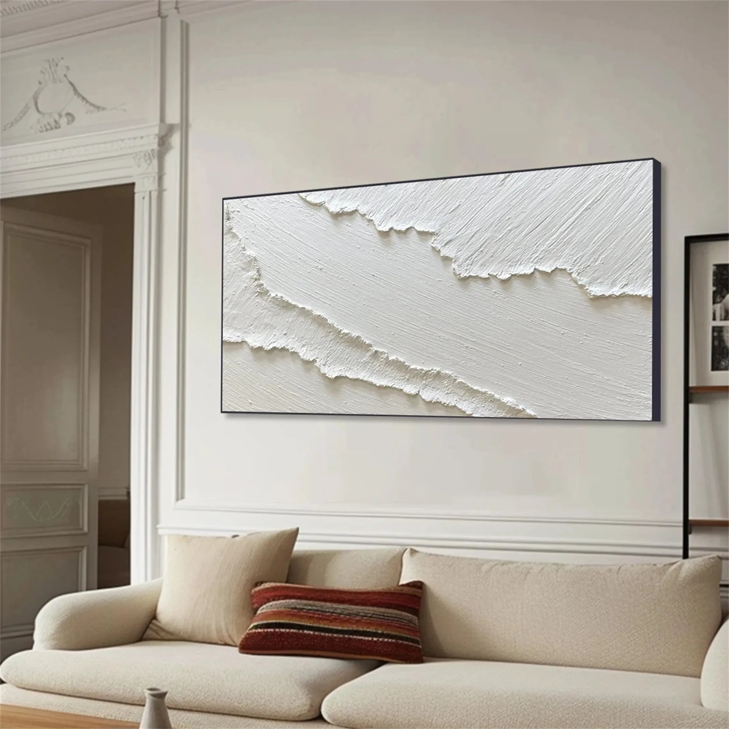 White Minimalist Textured Painting Canvas #MM193