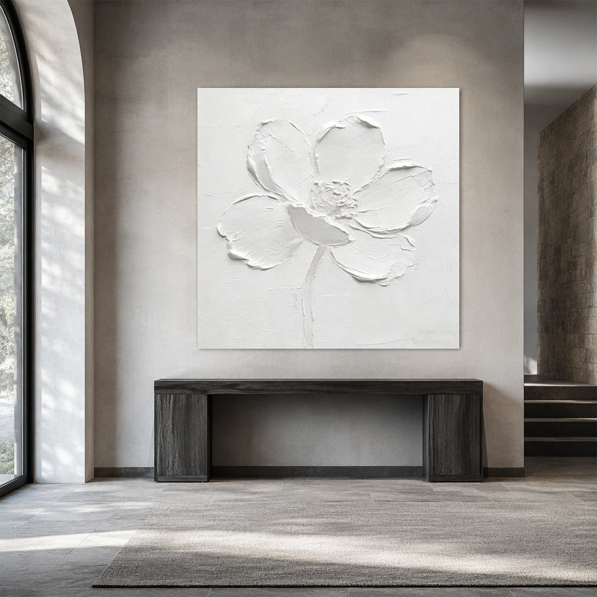 White Flower & Tree Abstract Texture Canvas #FT 431
