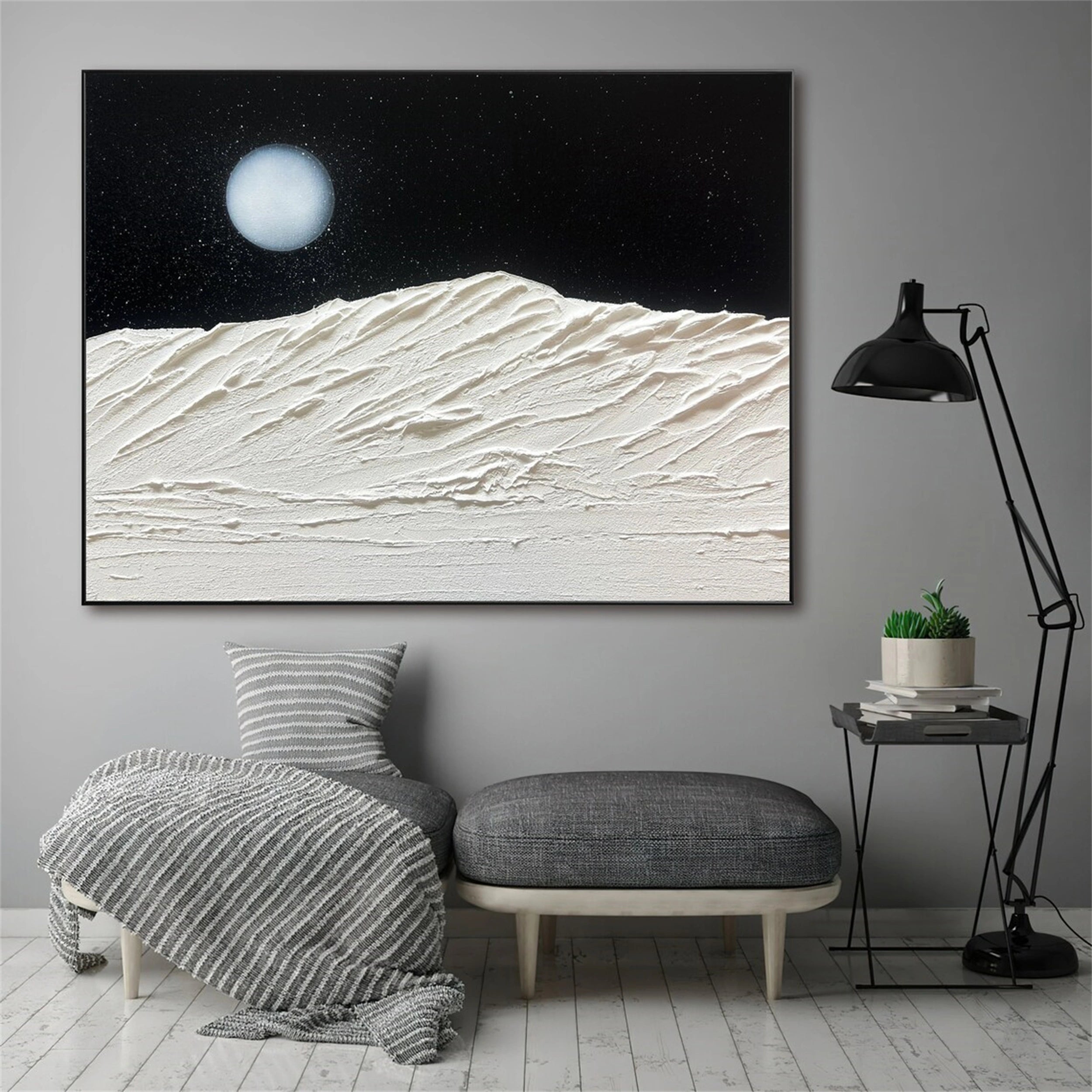 Black White Textured Minimalist Wall Art #MZ060