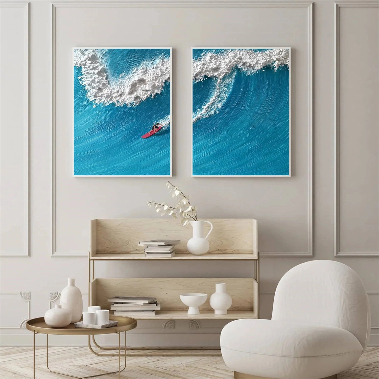Surfing Sport Texture Set of 2 Canvas Painting #SA027