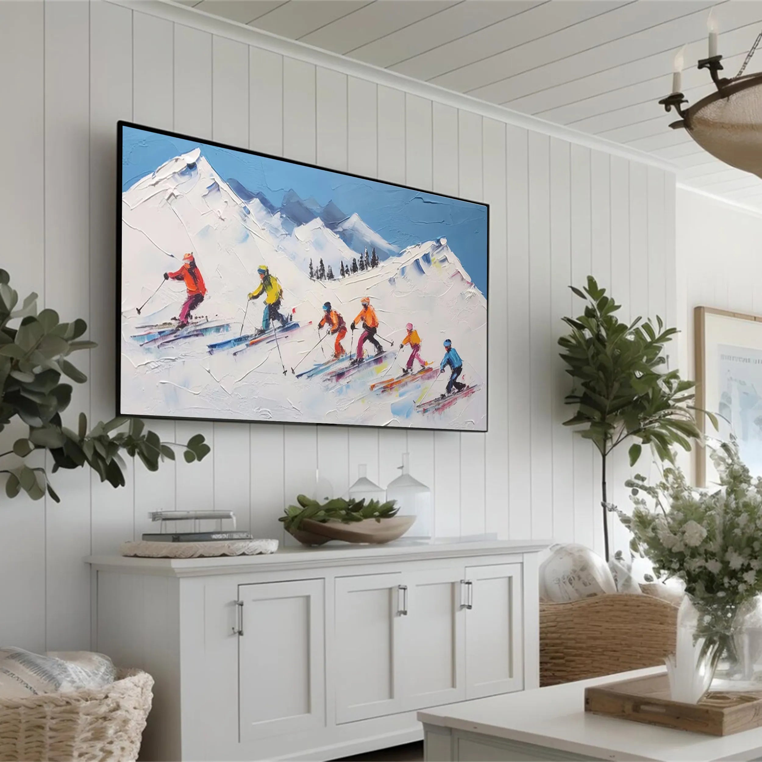 Skiing Sport Art Textured Painting Canvas #MM228