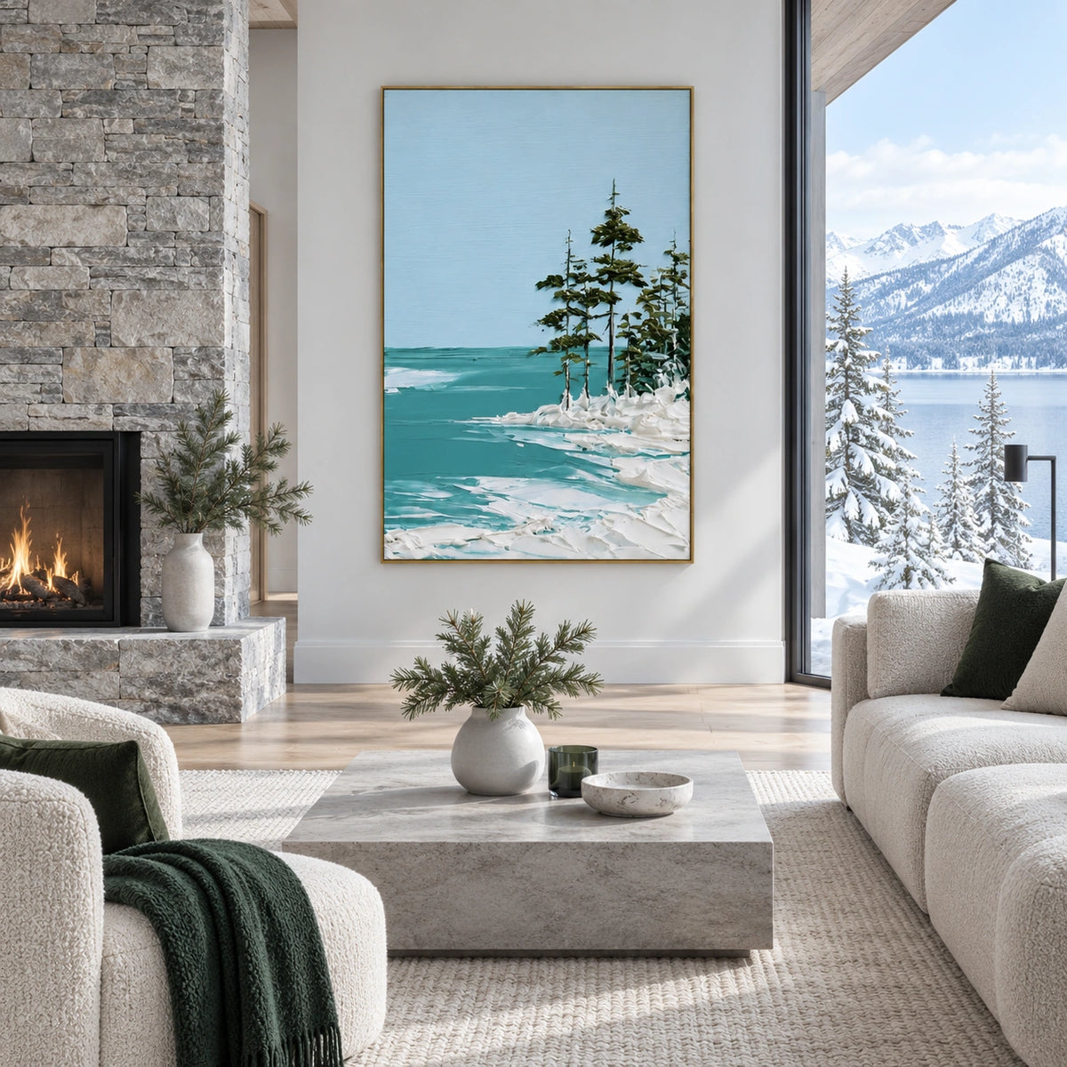 Ocean And Sky Abstract Canvas Art #OS472