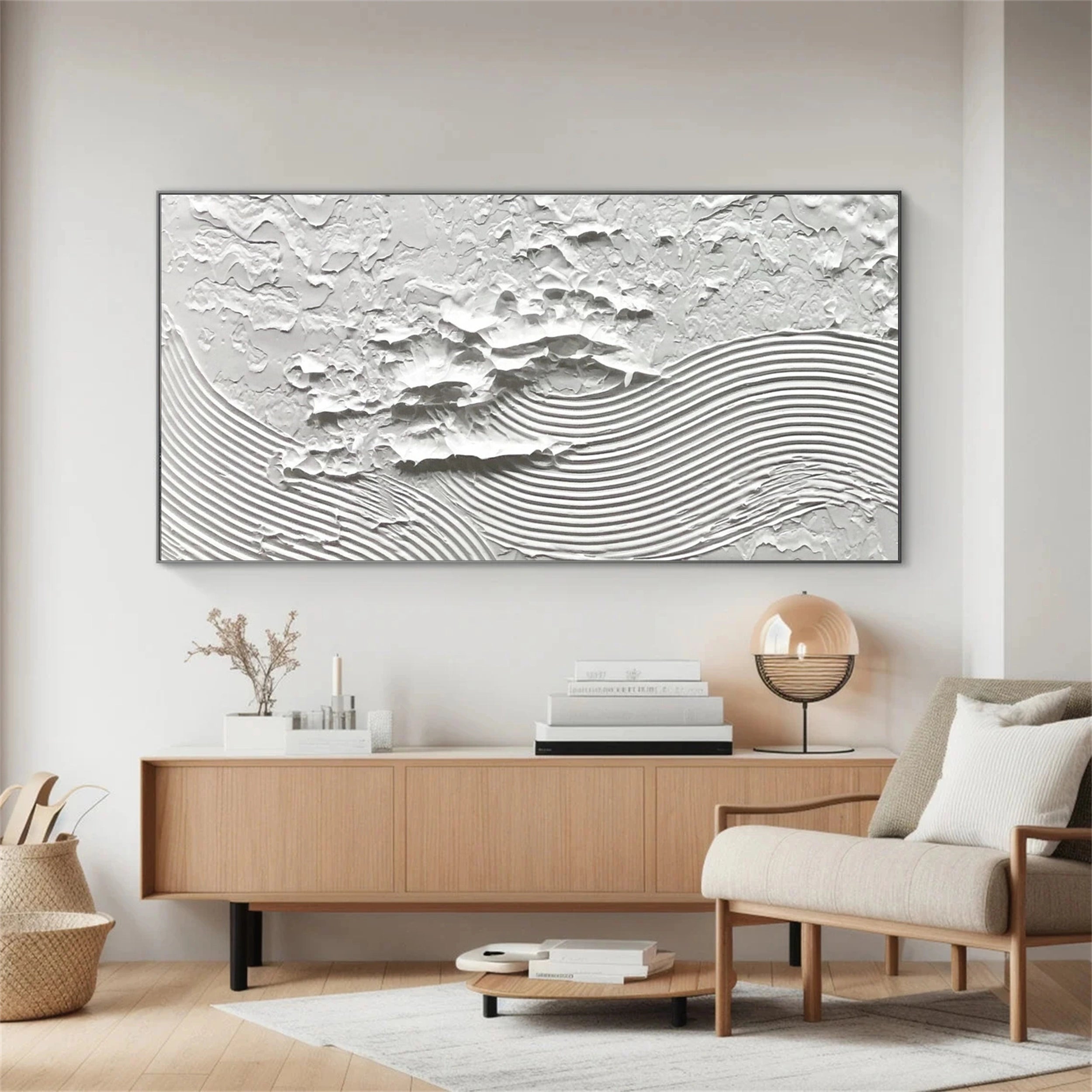 White Minimalist Textured Painting Canvas #MM144