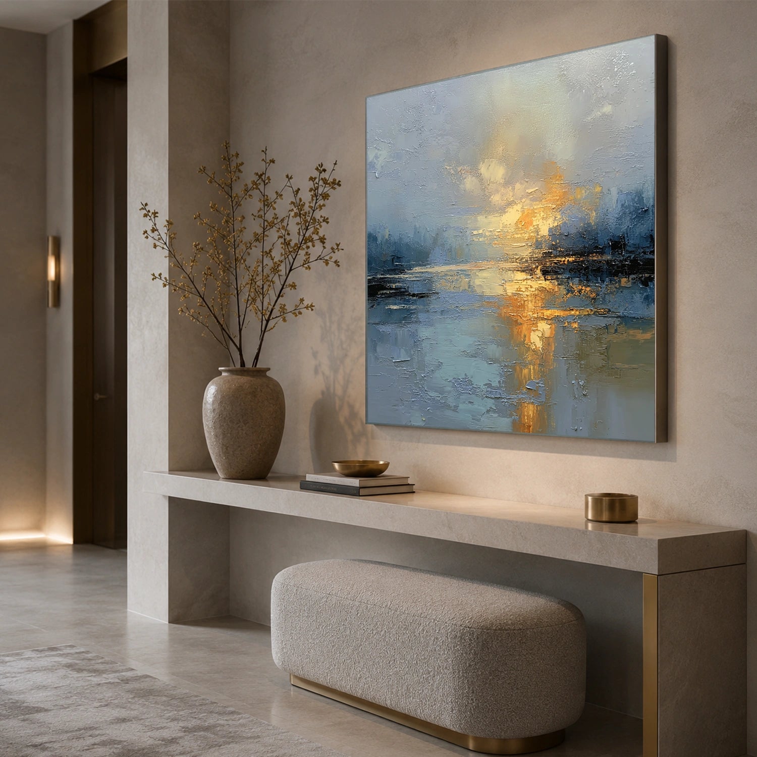 Ocean And Sky Abstract Canvas Art #OS438