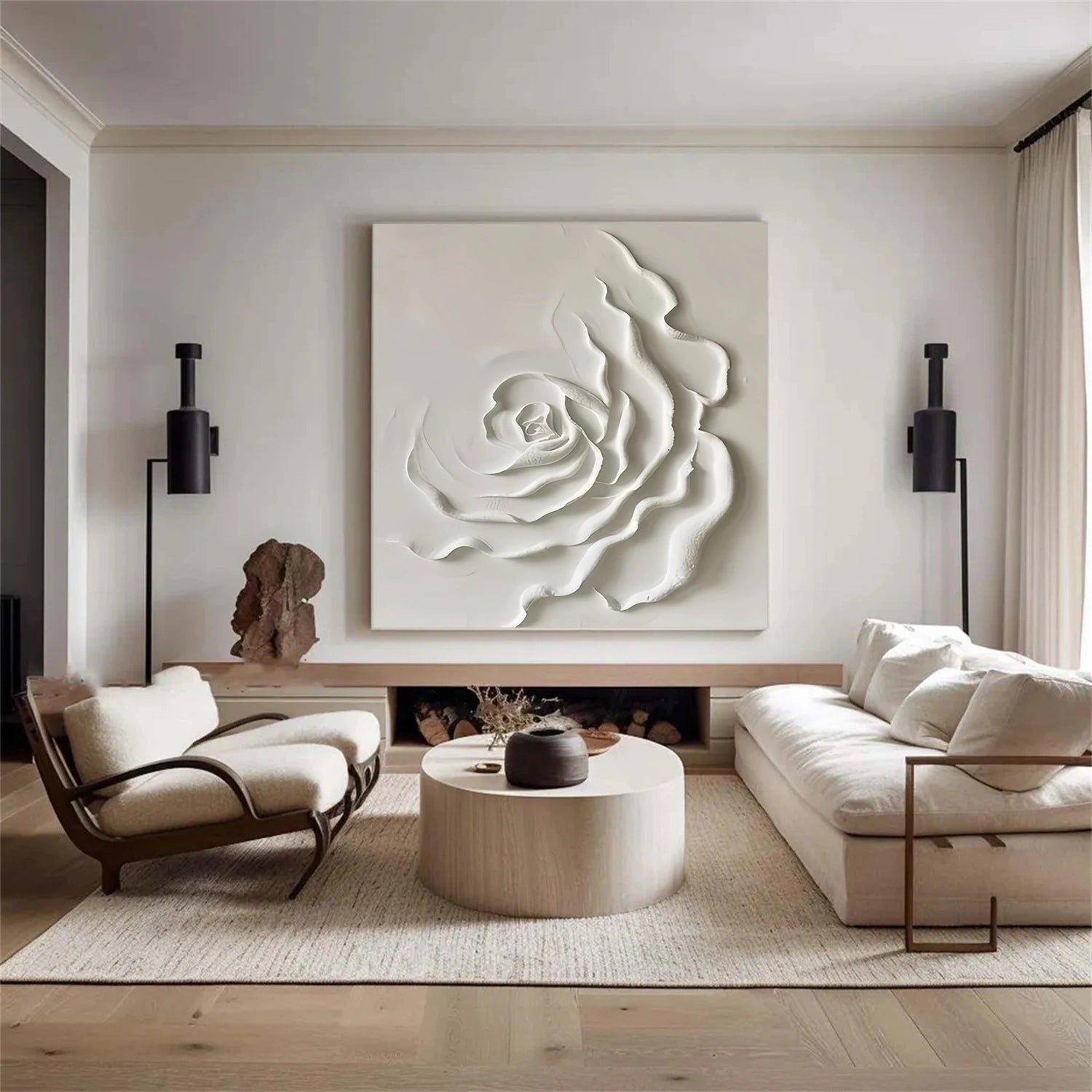 Beige Flower And Tree Abstract Texture Canvas Art#FT 235