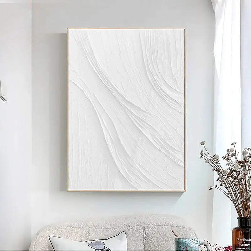 White Minimalist Textured Painting Canvas #MM041
