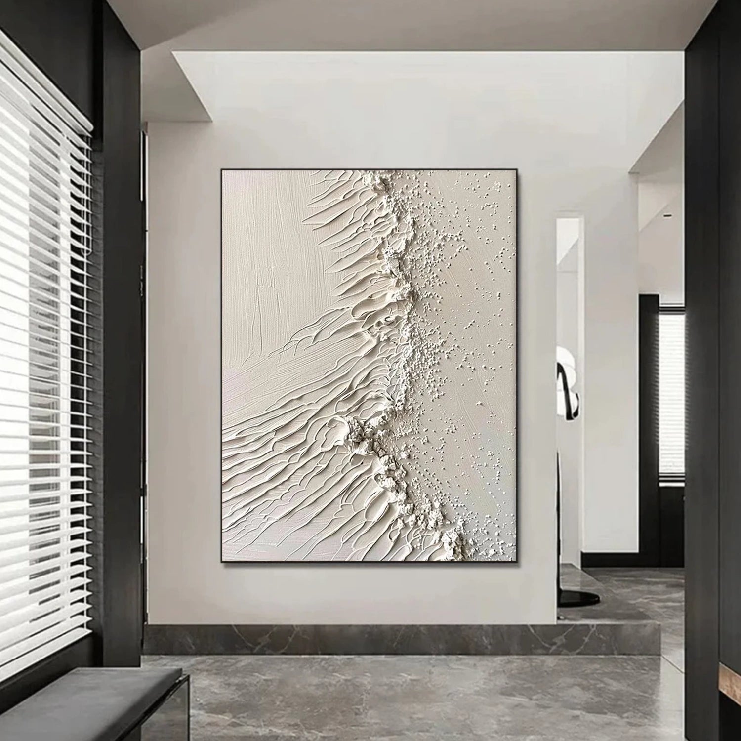 White Minimalist Textured Wall Art #MM352