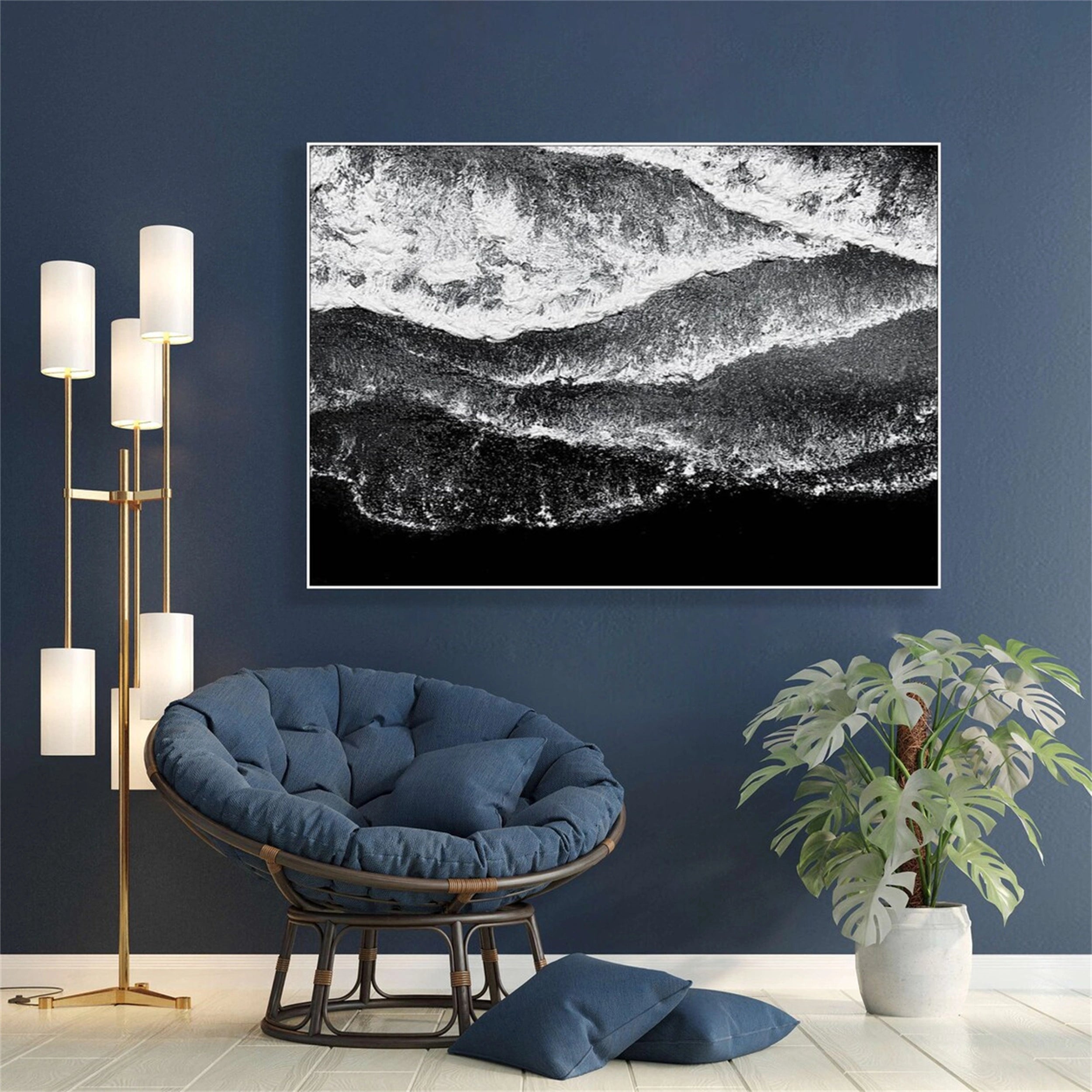 Black White Textured Minimalist Wall Art #MZ055