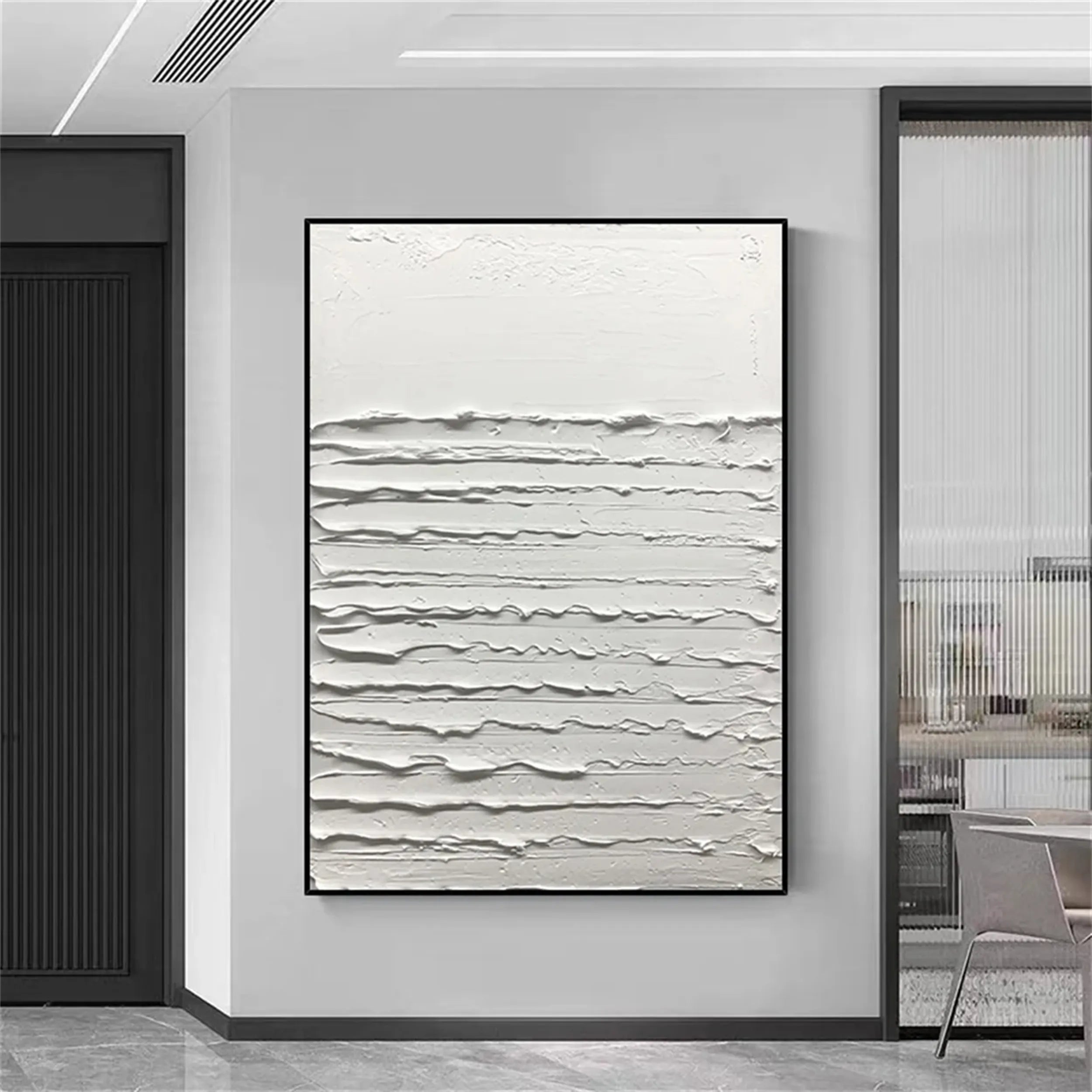 White Minimalist Textured Painting Canvas #MM177