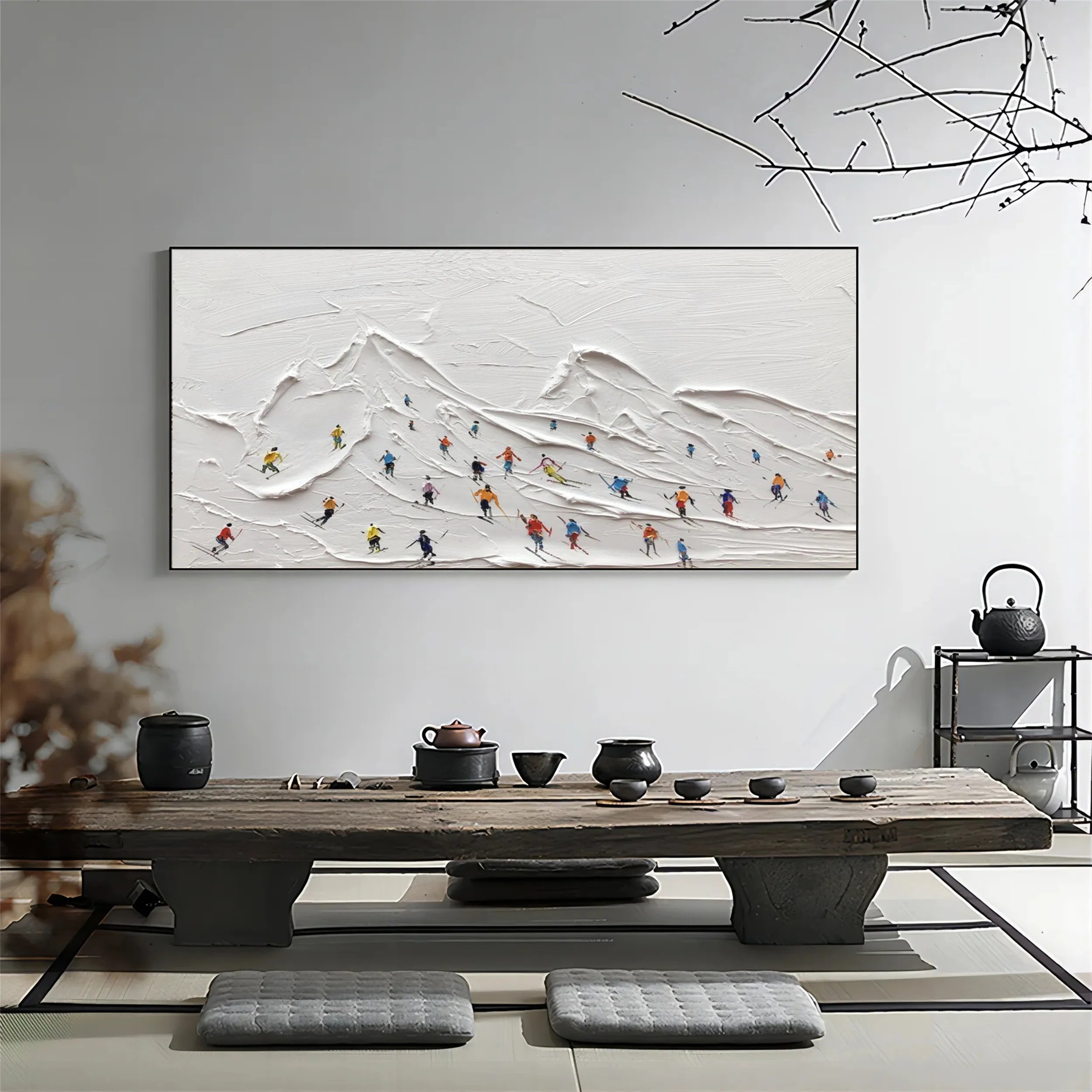 Skiing Sport Art Textured Painting Canvas #MM227