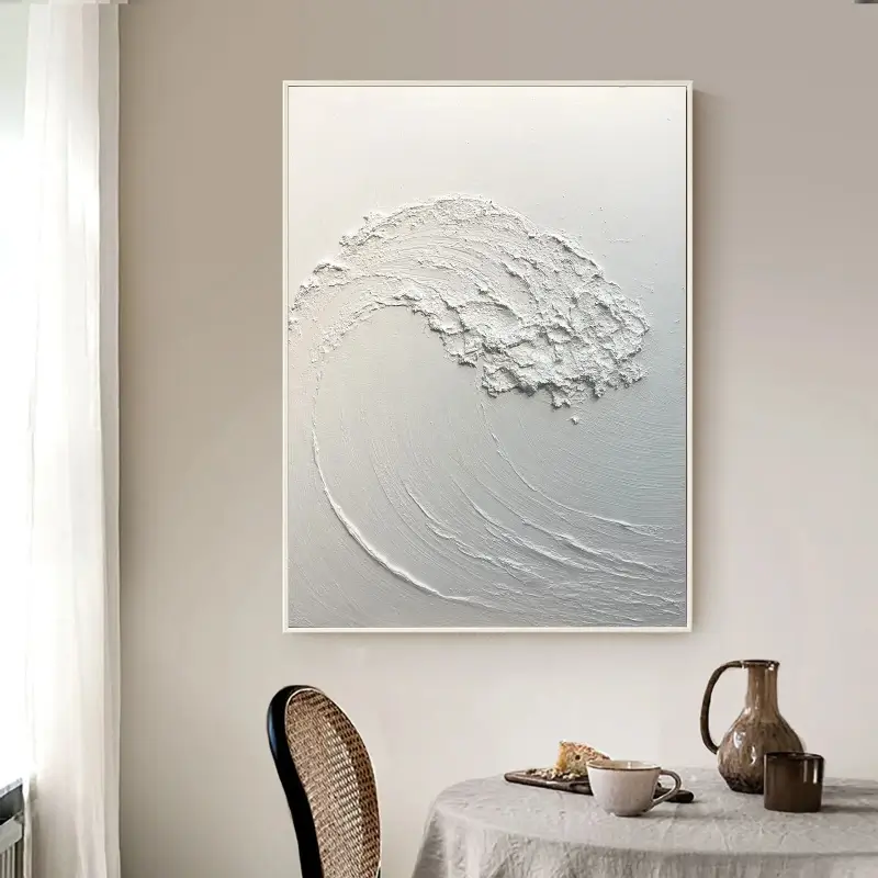 White Minimalist Textured Painting Canvas #MM039
