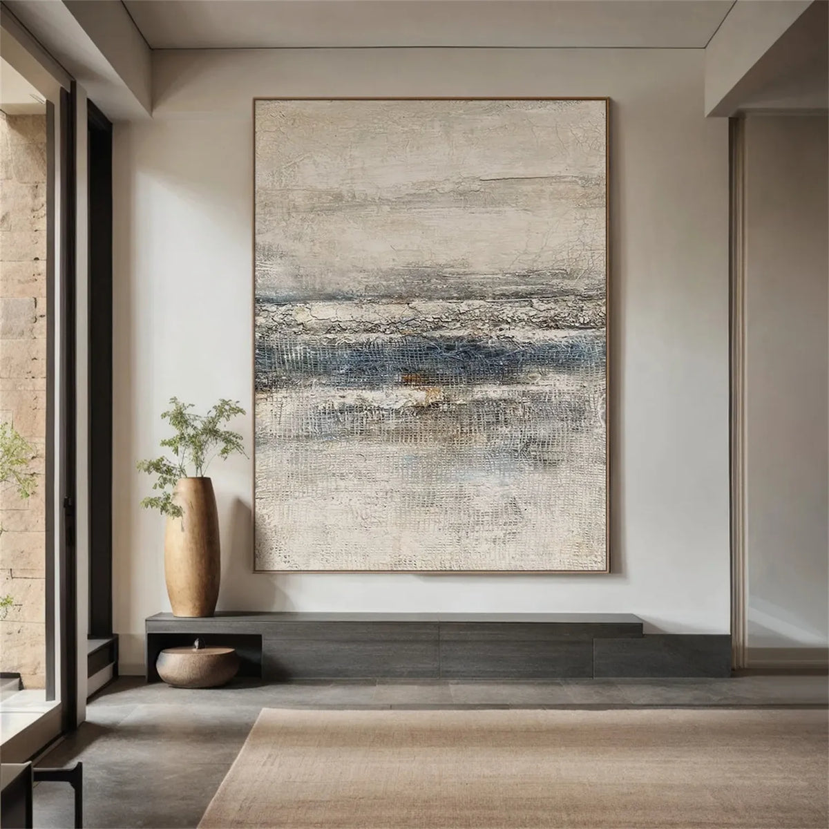 Wabi Sabi Black Beige Abstract Wall Decor Painting on Canvas #AB 142