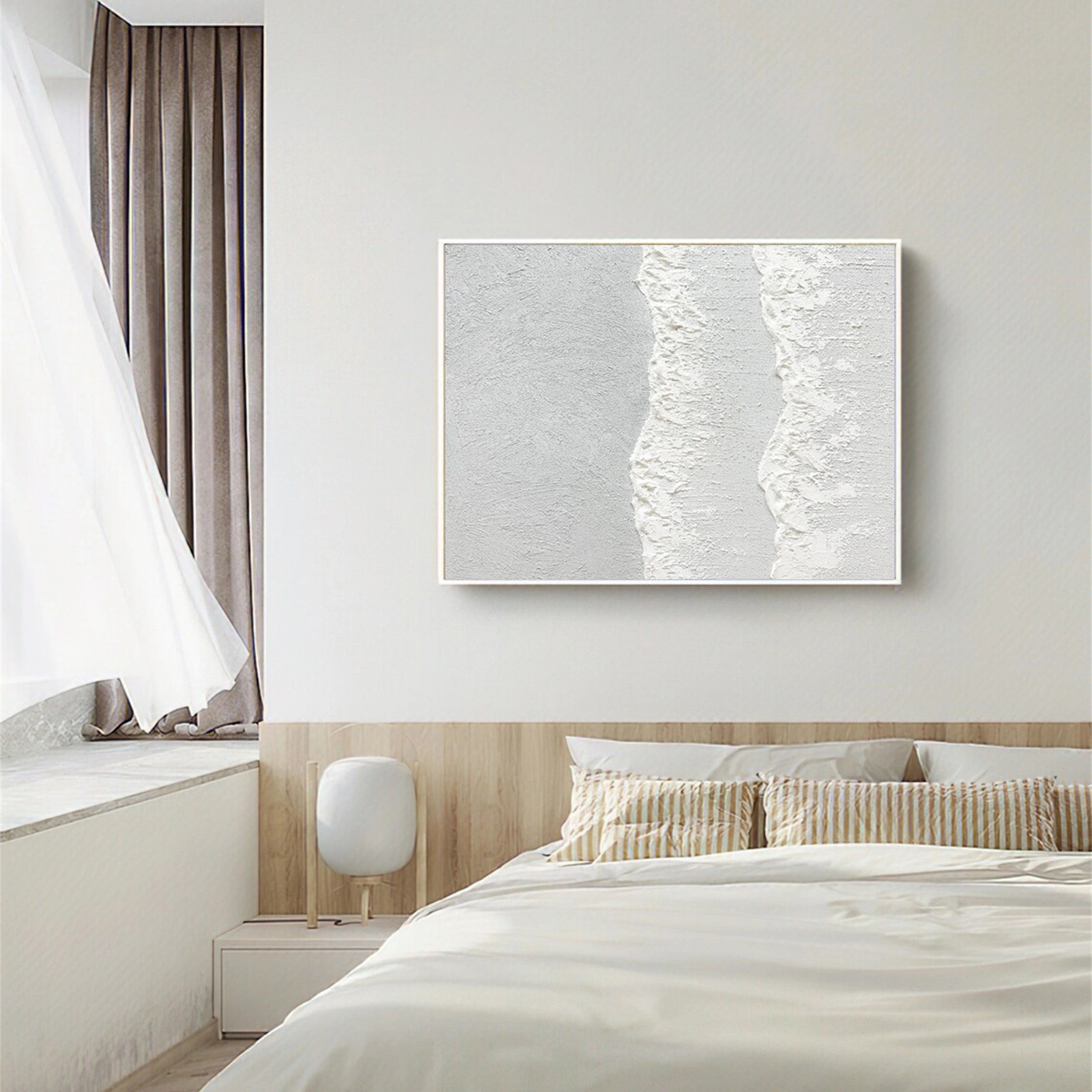 White Minimalist Textured Painting Canvas #MM129