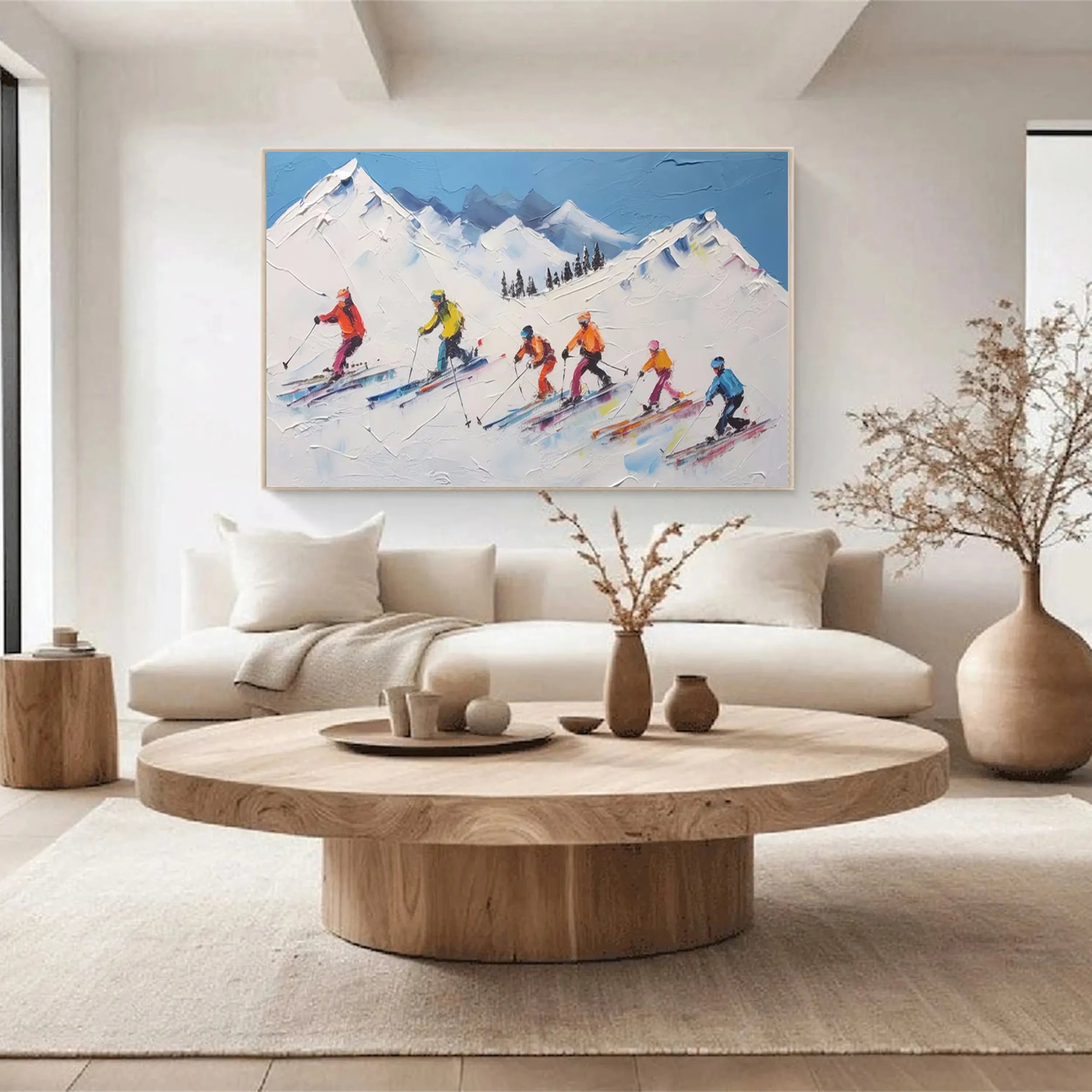 Skiing Sport Art Textured Painting Canvas #MM228
