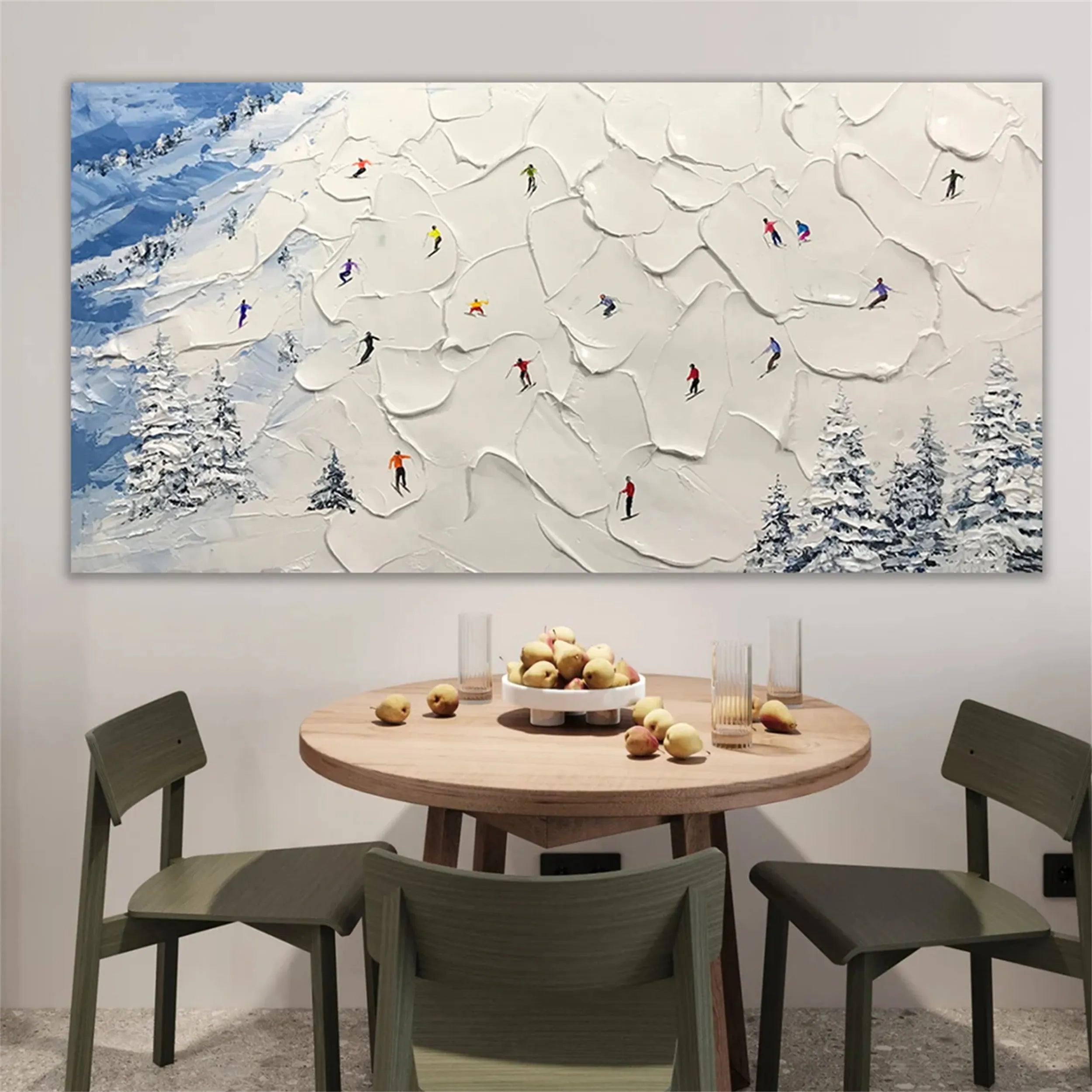 Skiing Sport Art Textured Painting Canvas #MM214