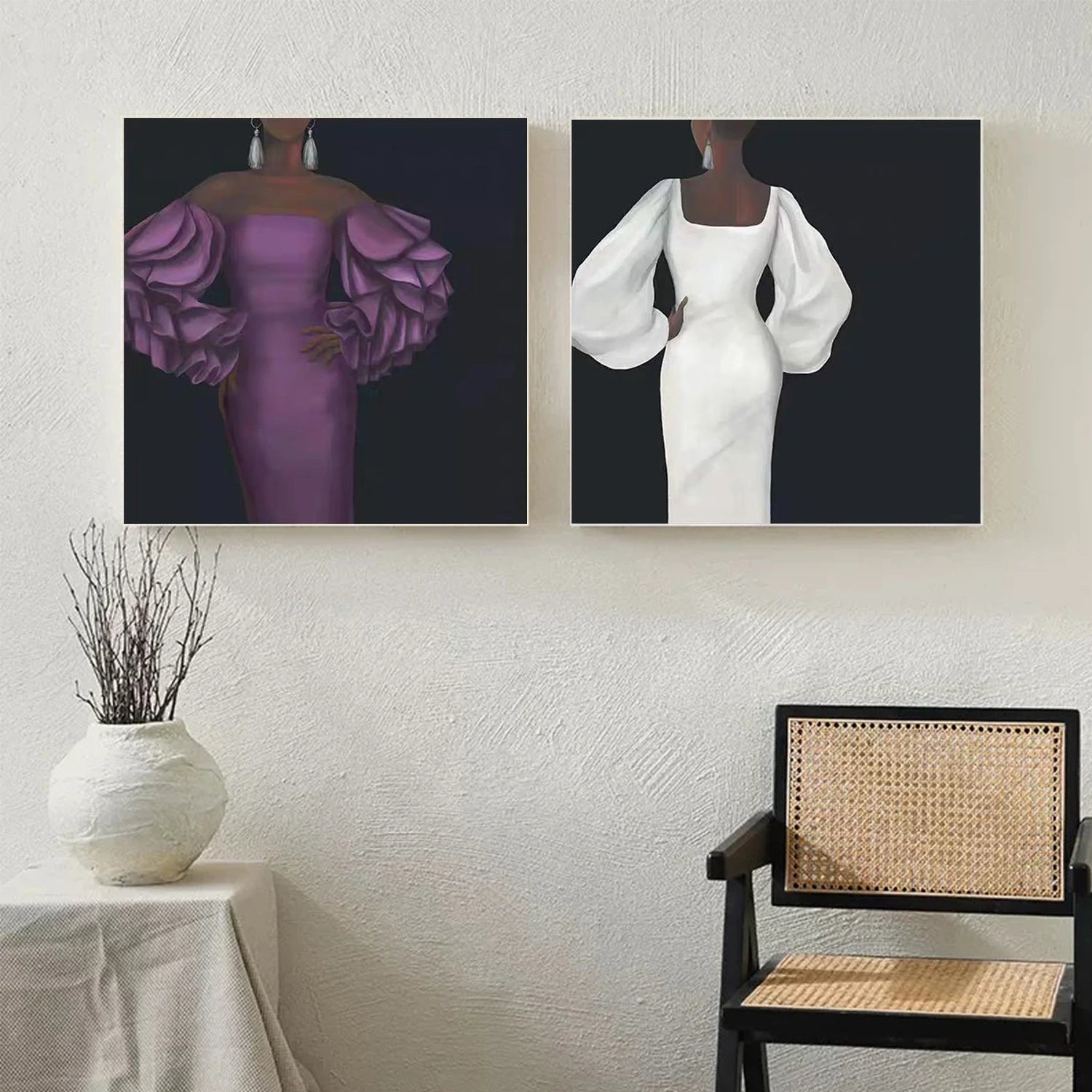 Abstract Portrait Square Set of 2 Wall Art #PT005