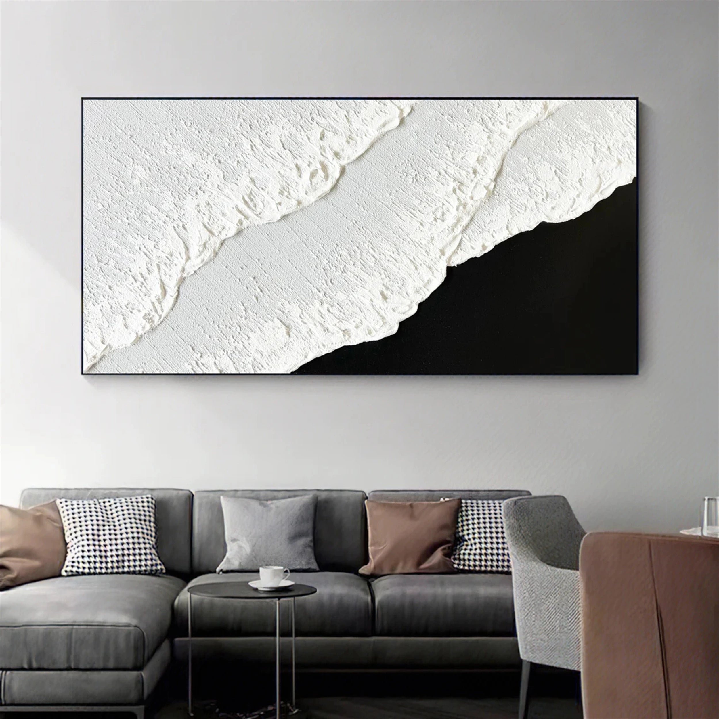 Black White Textured Minimalist Wall Art #MZ054