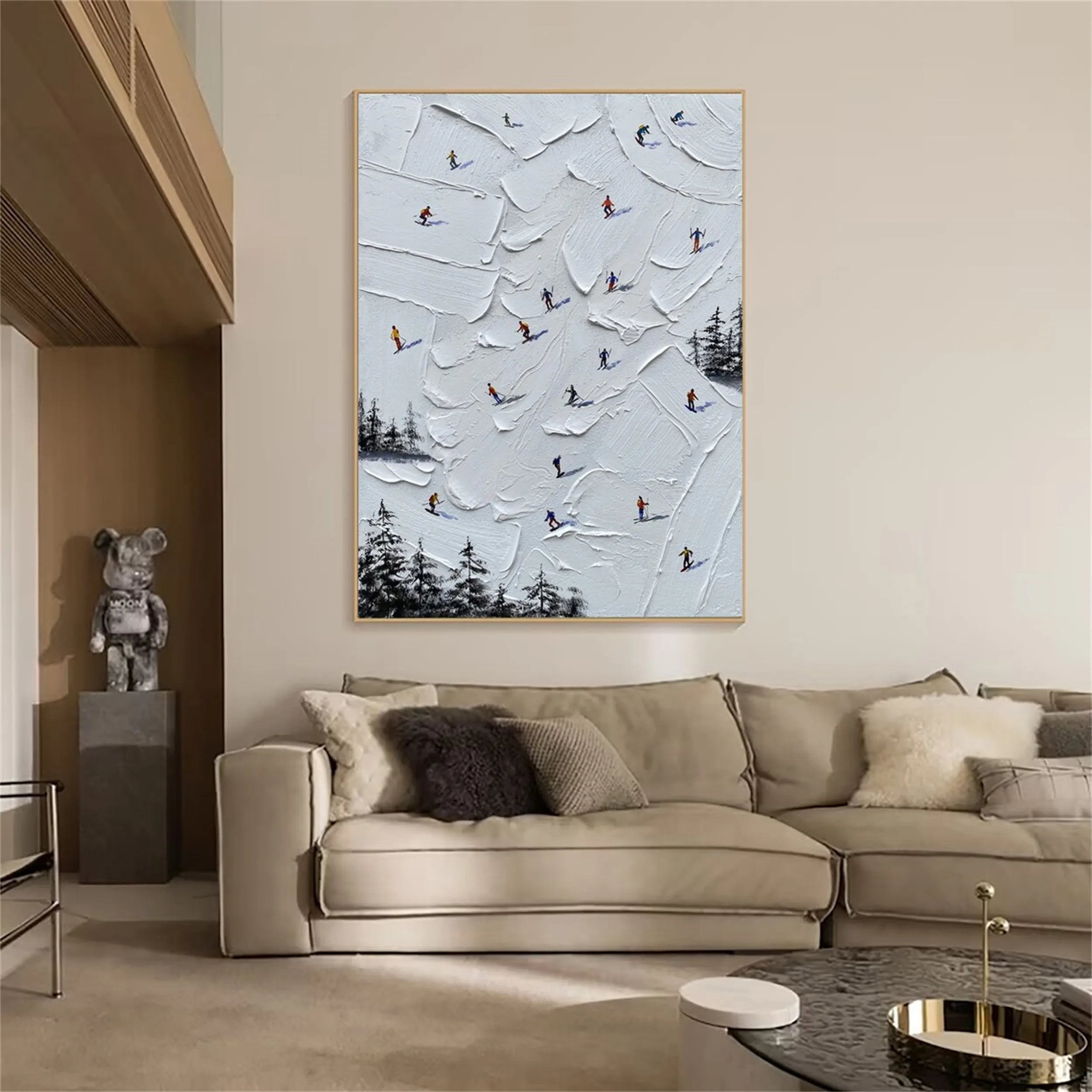 Skiing Sport Art Textured Painting Canvas #MM222
