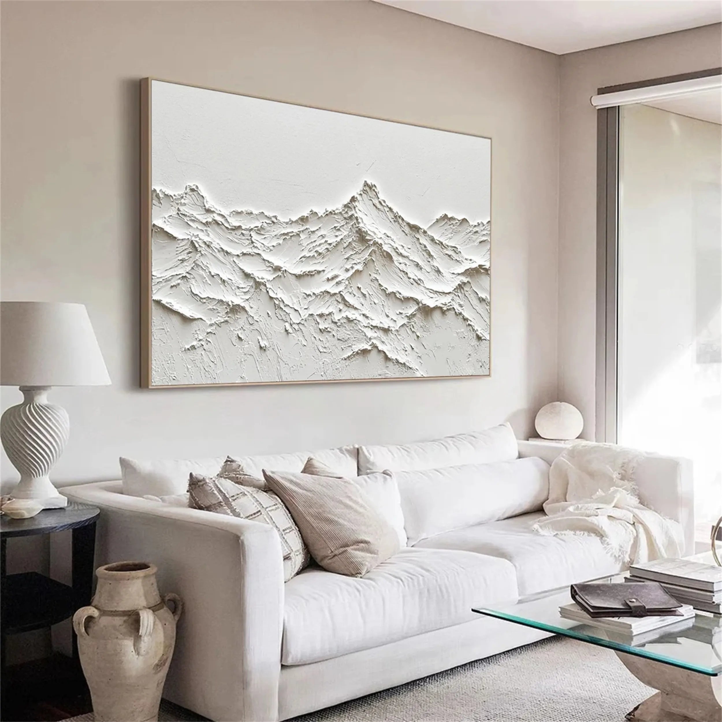 White Minimalist Textured Painting Canvas #MM250