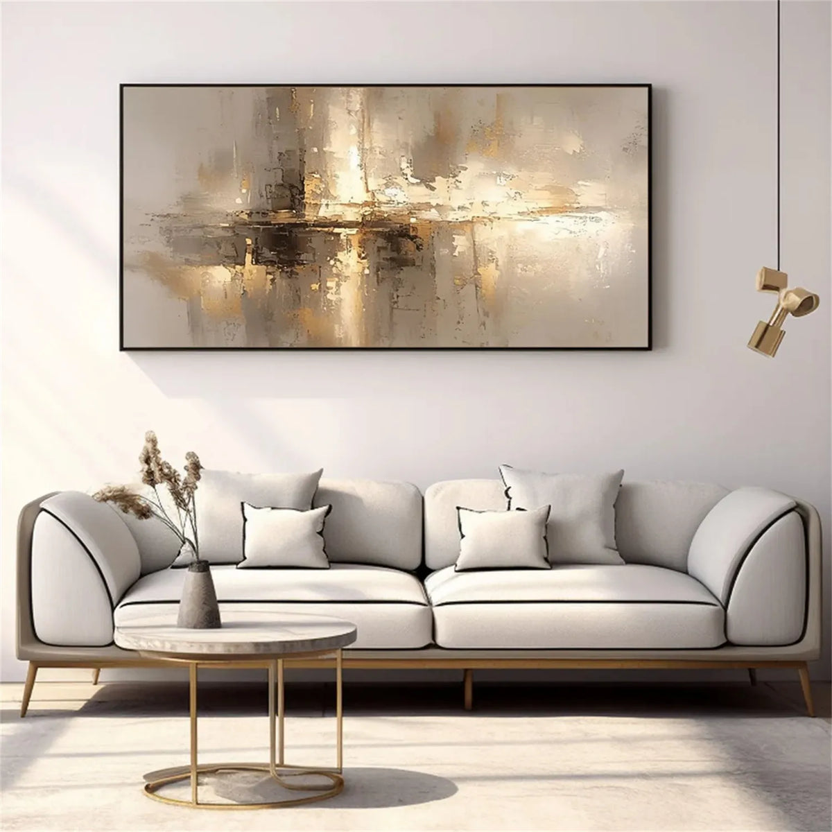 Wabi Sabi Black Beige Abstract Wall Decor Painting on Canvas #AB 258
