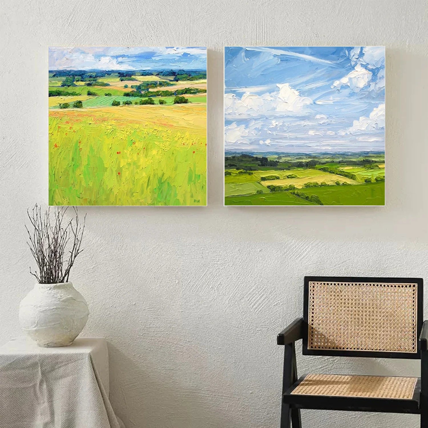 Abstract Urban Squsre Set of 2 Landscape Painting #UL 040
