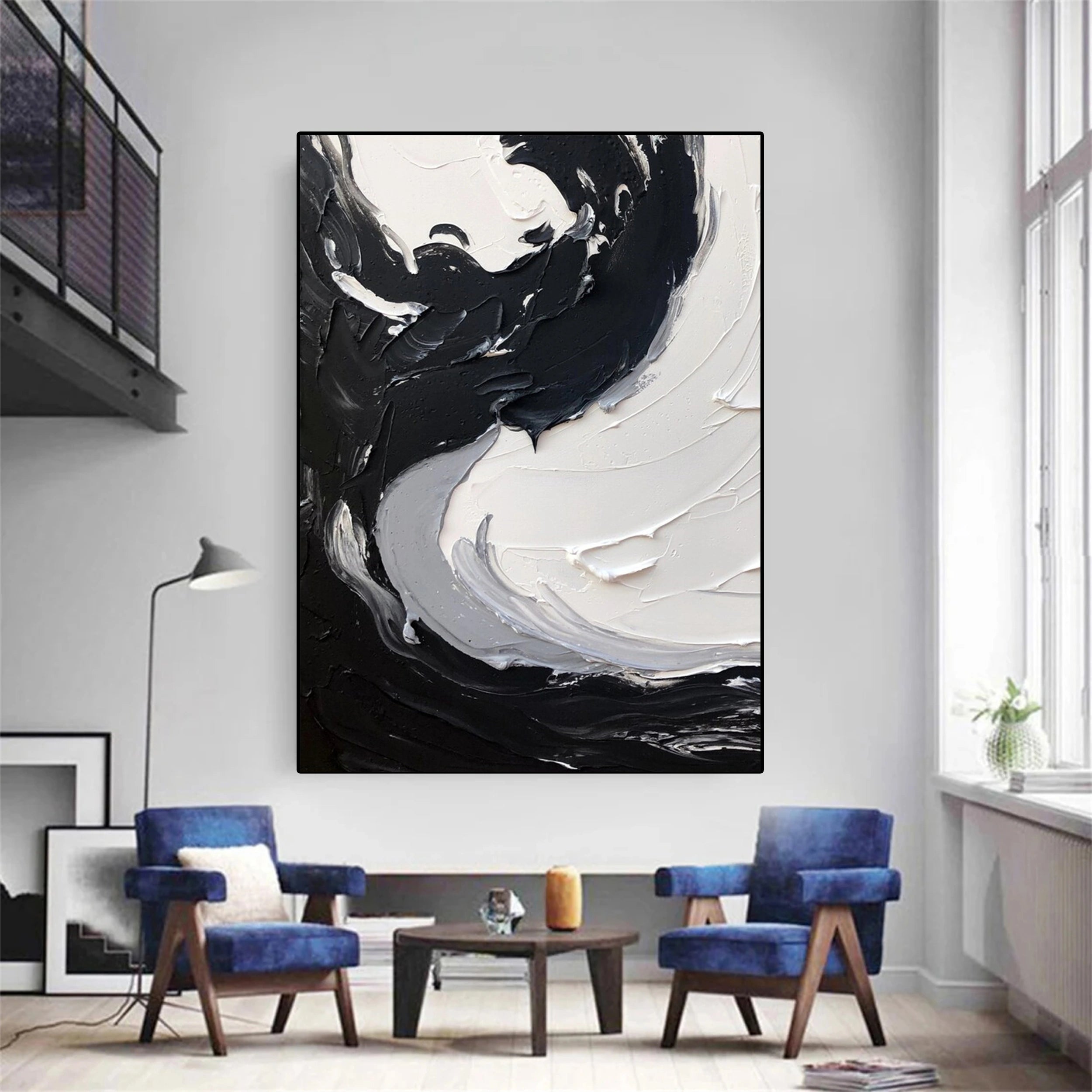 Black White Textured Minimalist Wall Art #MZ068