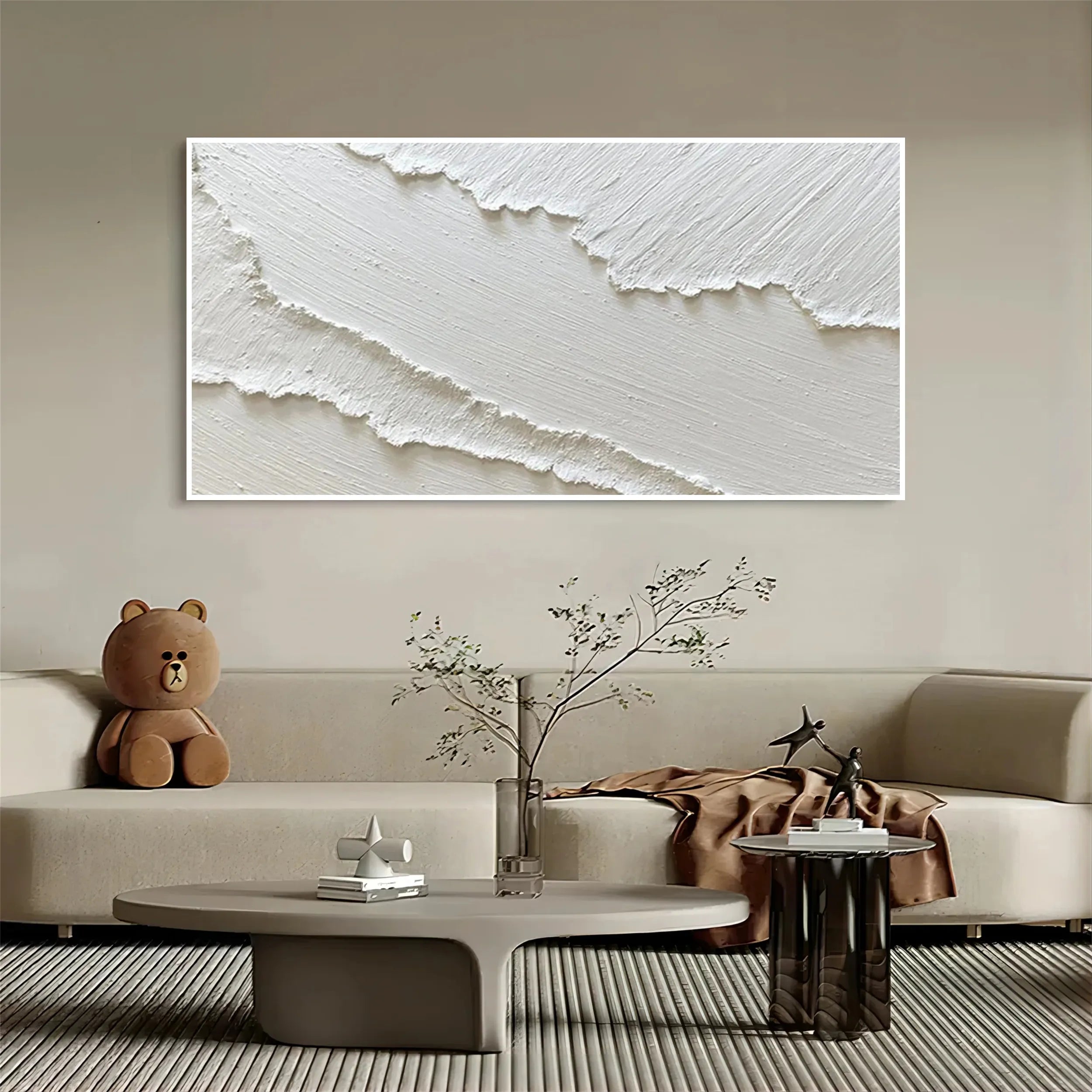 White Minimalist Textured Painting Canvas #MM193