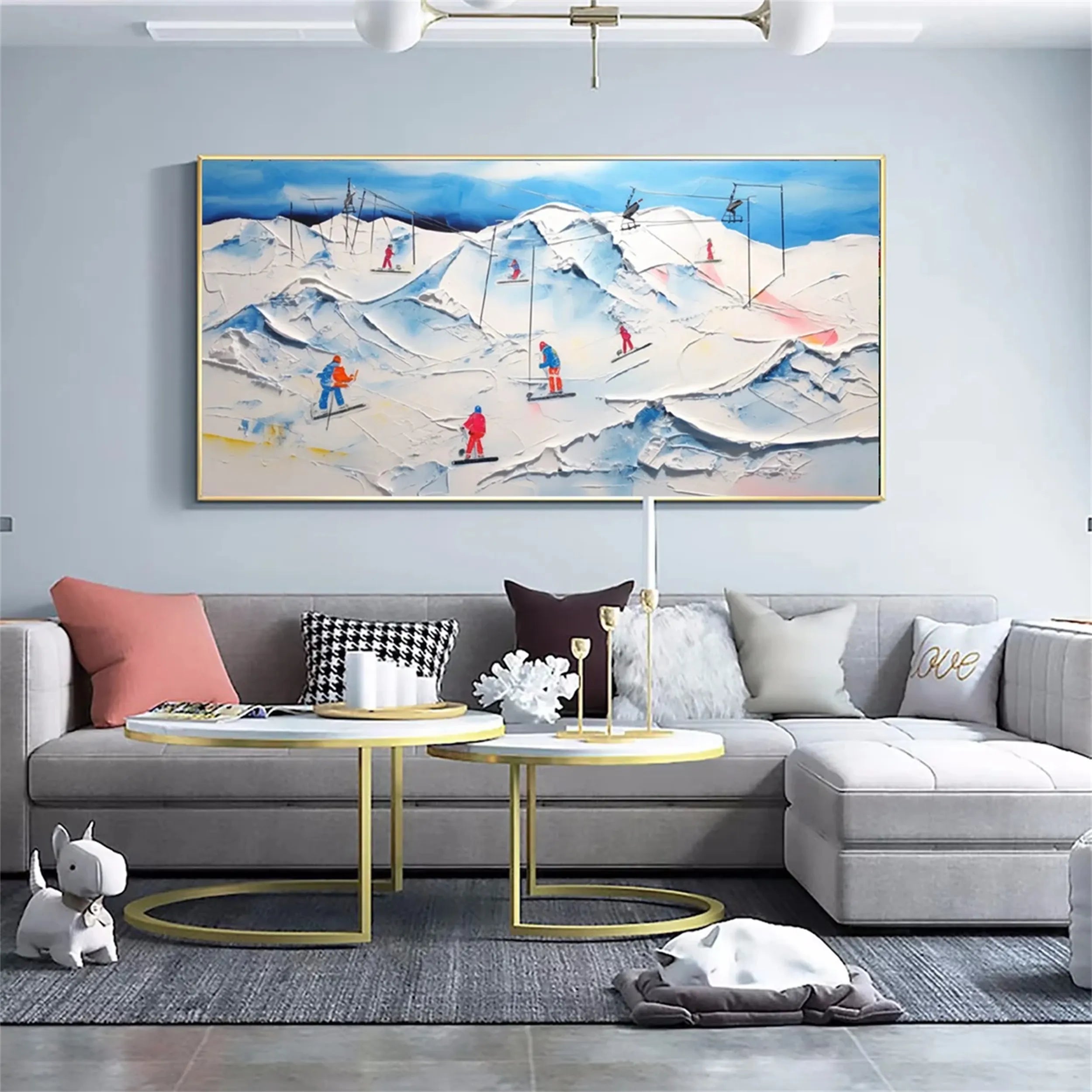 Skiing Sport Art Textured Painting Canvas #MM224