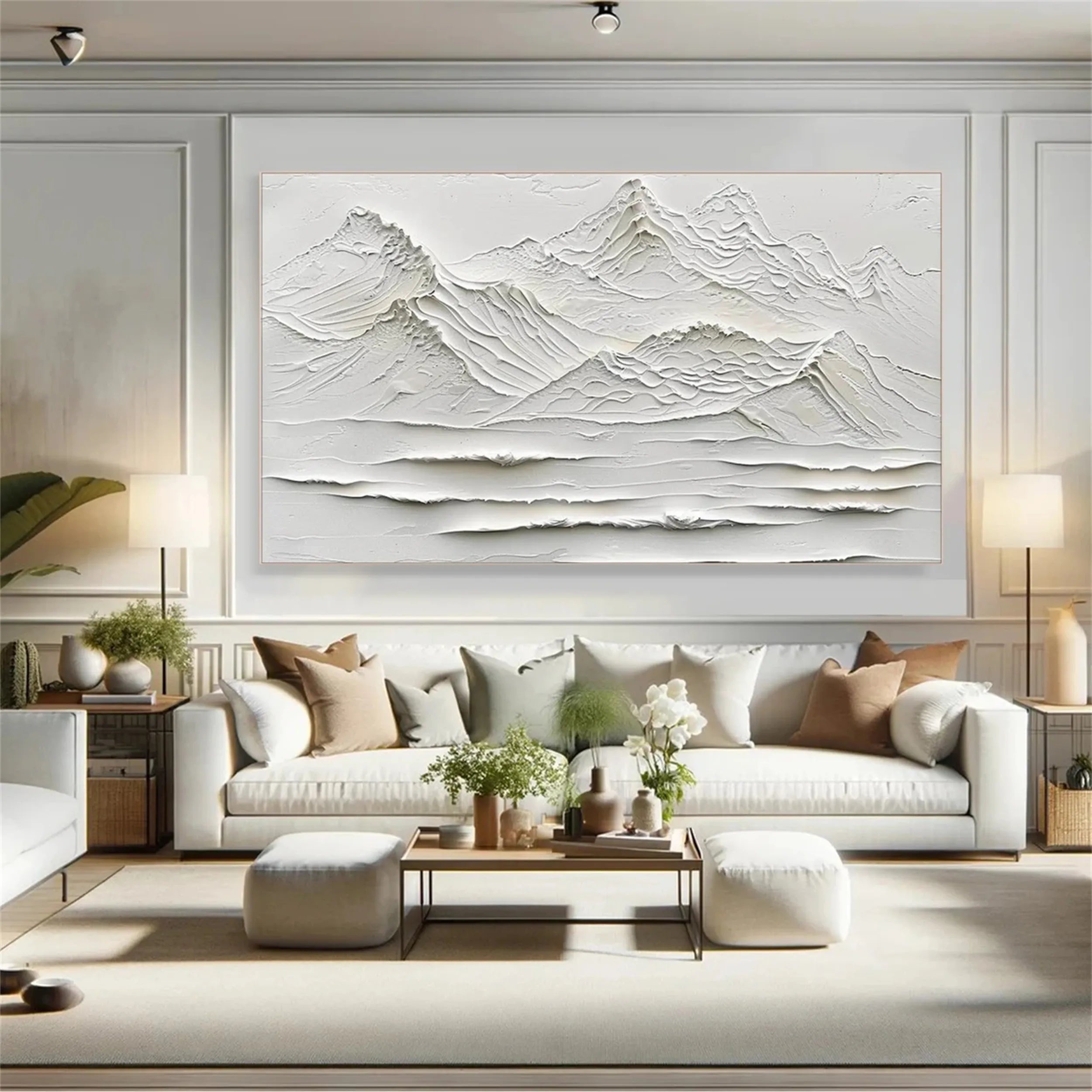 White Minimalist Textured Painting Canvas #MM247