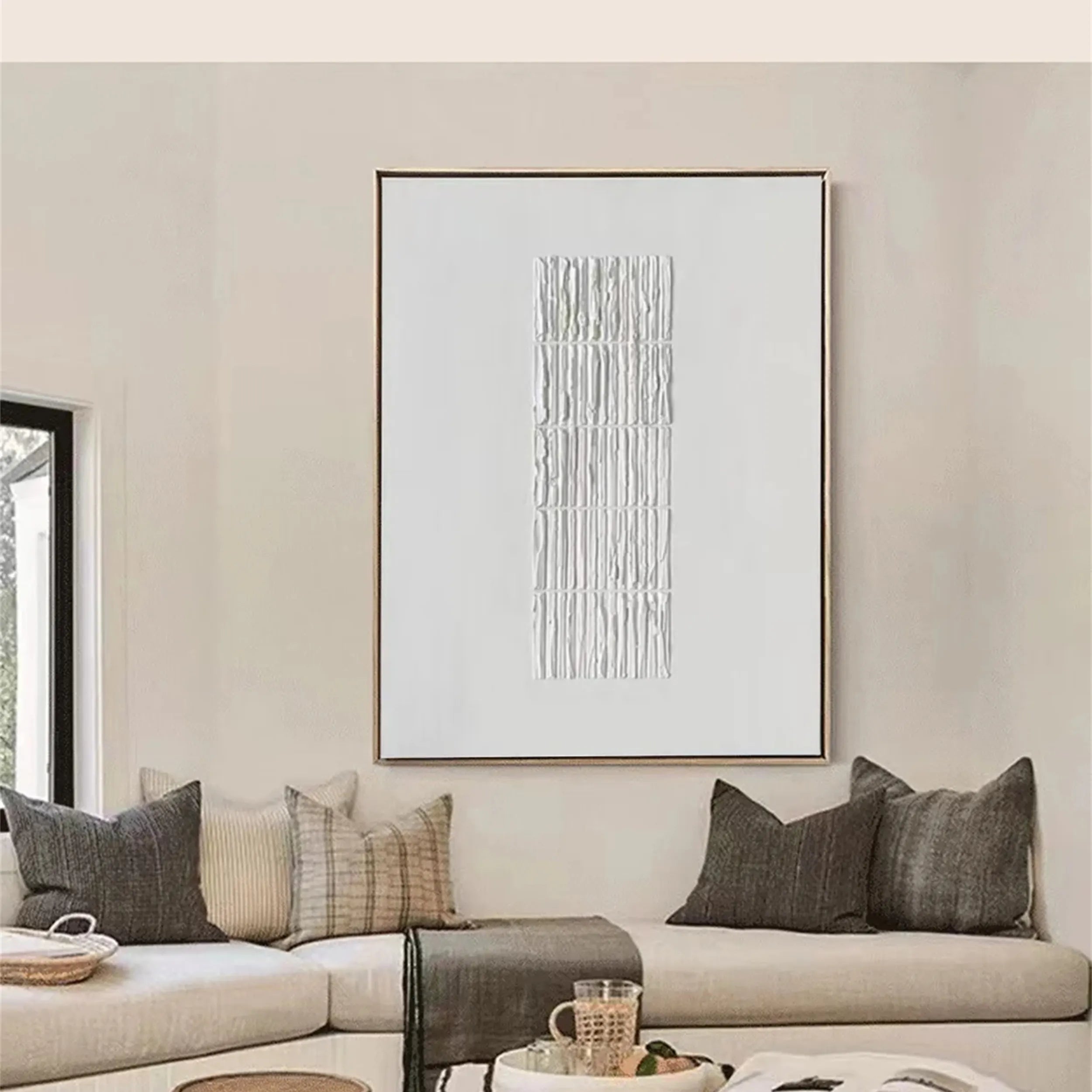 White Minimalist Textured Painting Canvas #MM208
