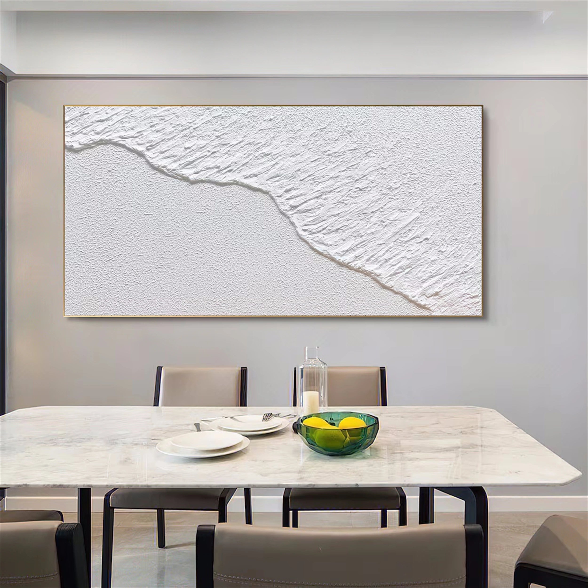 White Minimalist Textured Painting Canvas #MM122