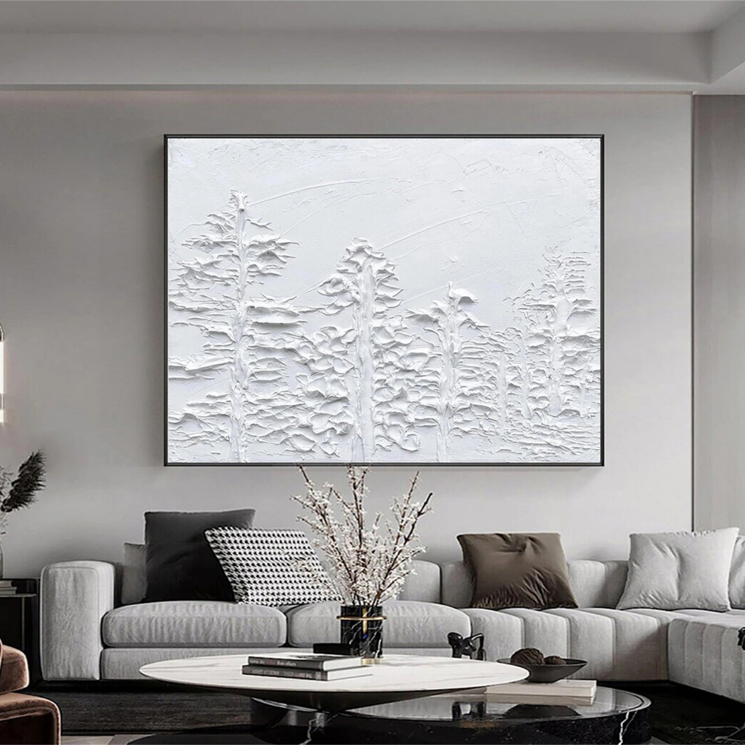 White Minimalist Textured Painting Canvas #MM121
