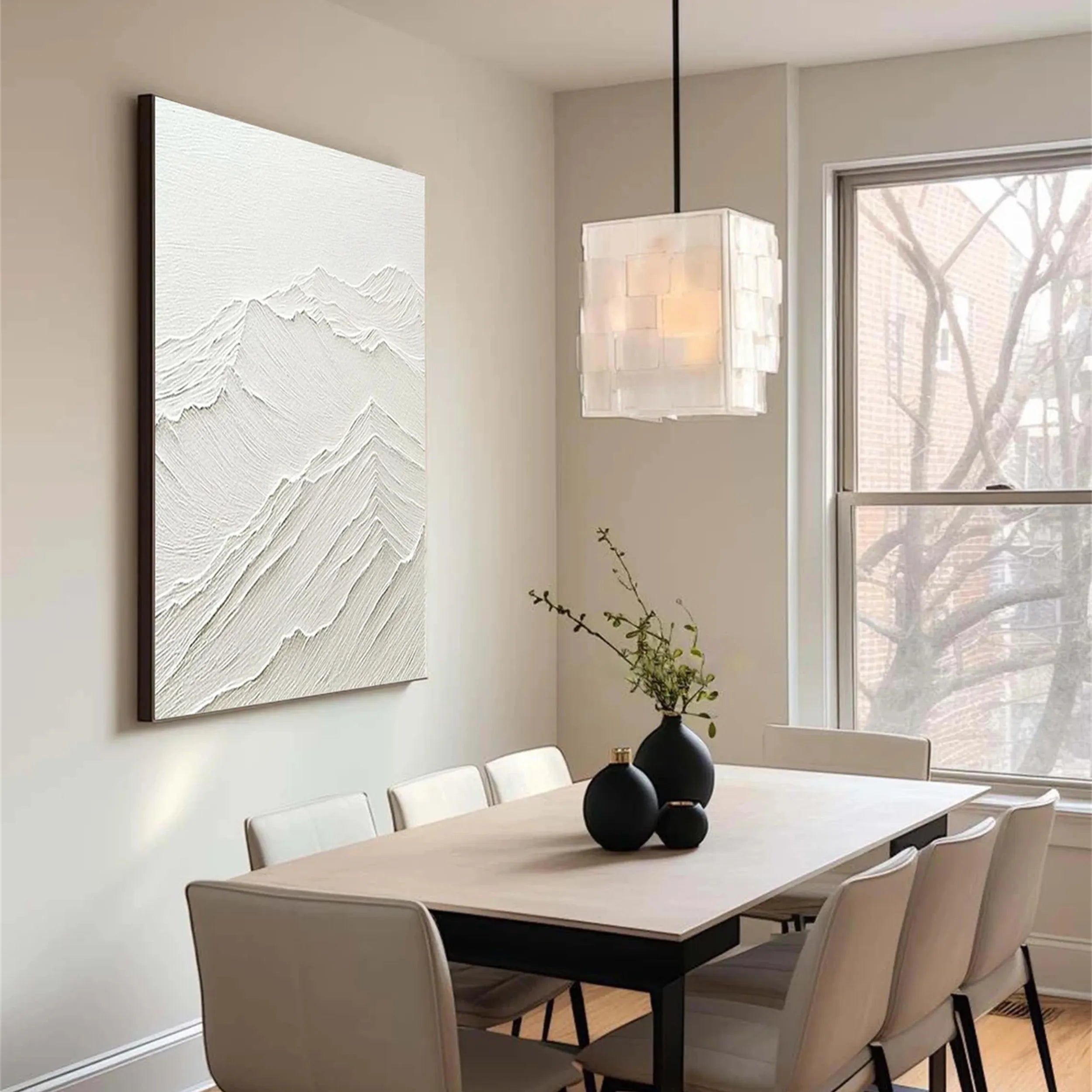 White Minimalist Textured Painting Canvas #MM192