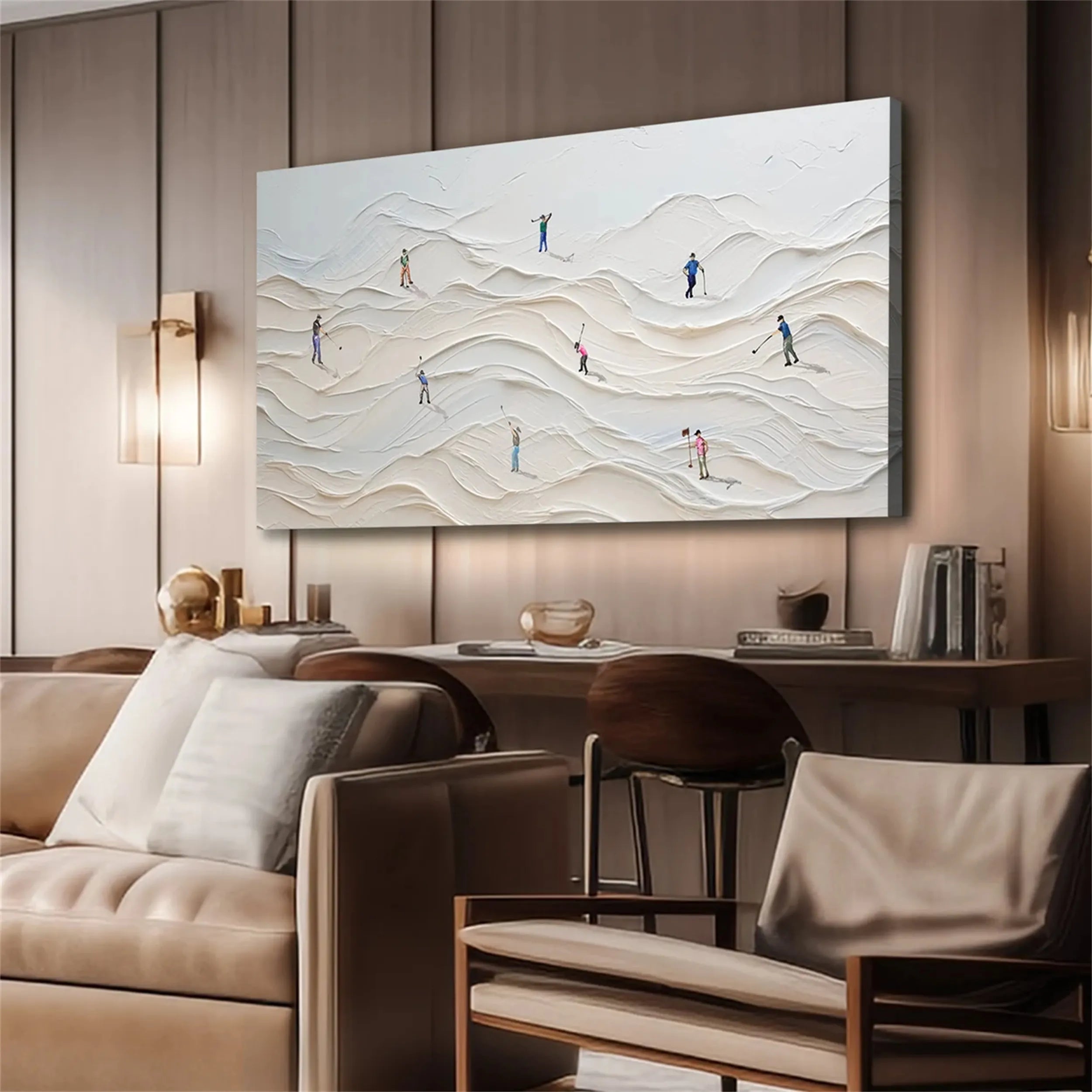 Skiing Sport Art Textured Painting Canvas #MM215