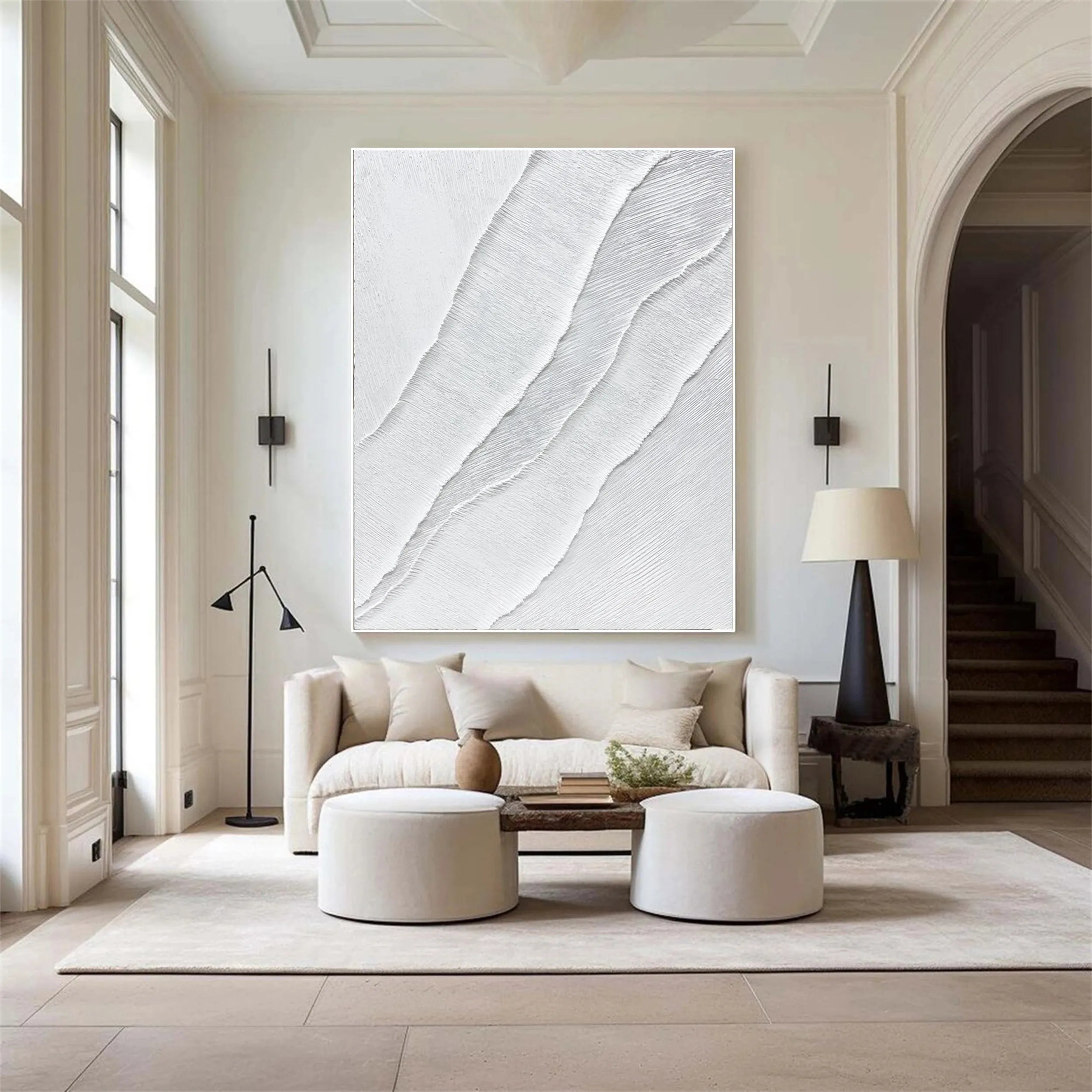 White Minimalist Textured Painting Canvas #MM184