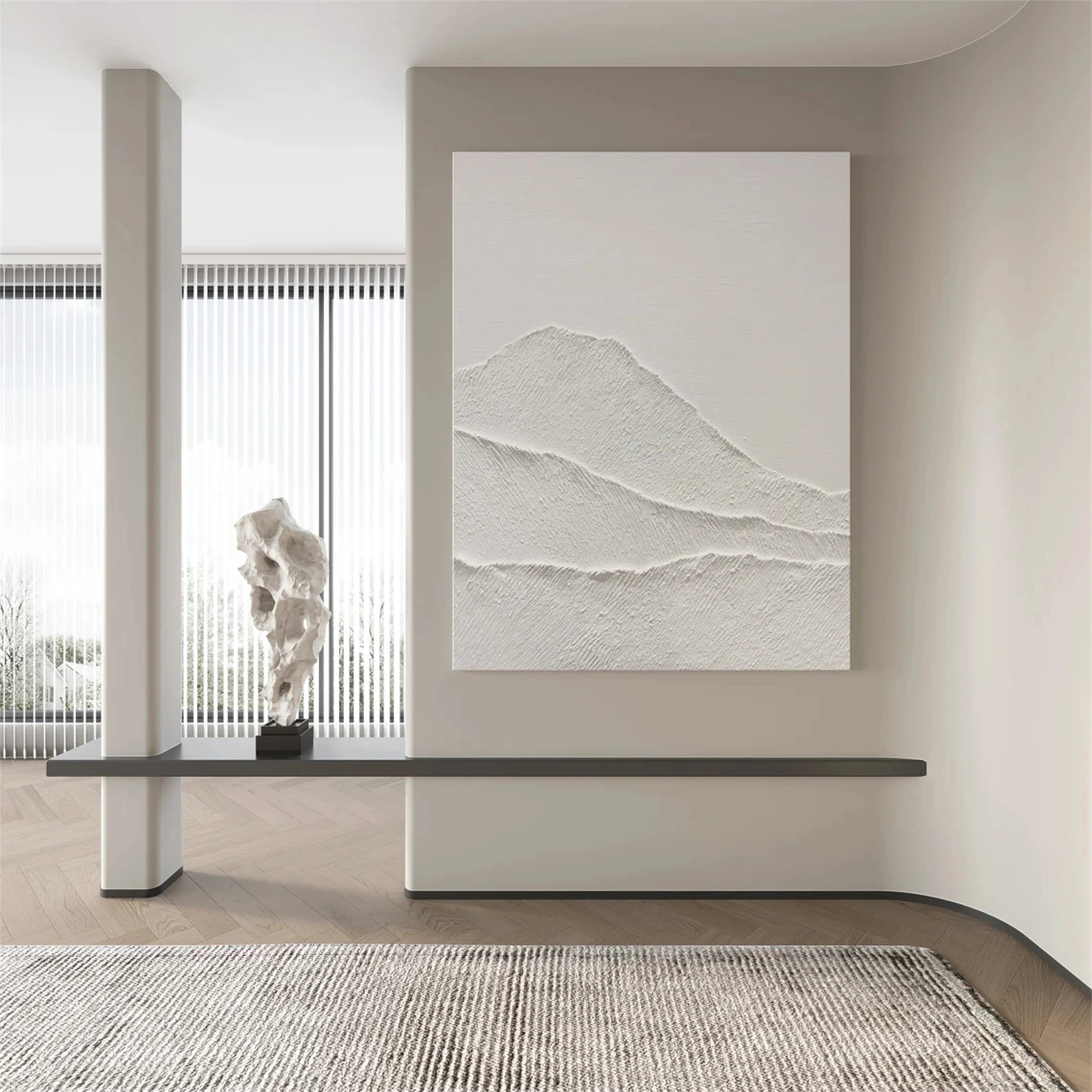 White Minimalist Textured Painting Canvas #MM160