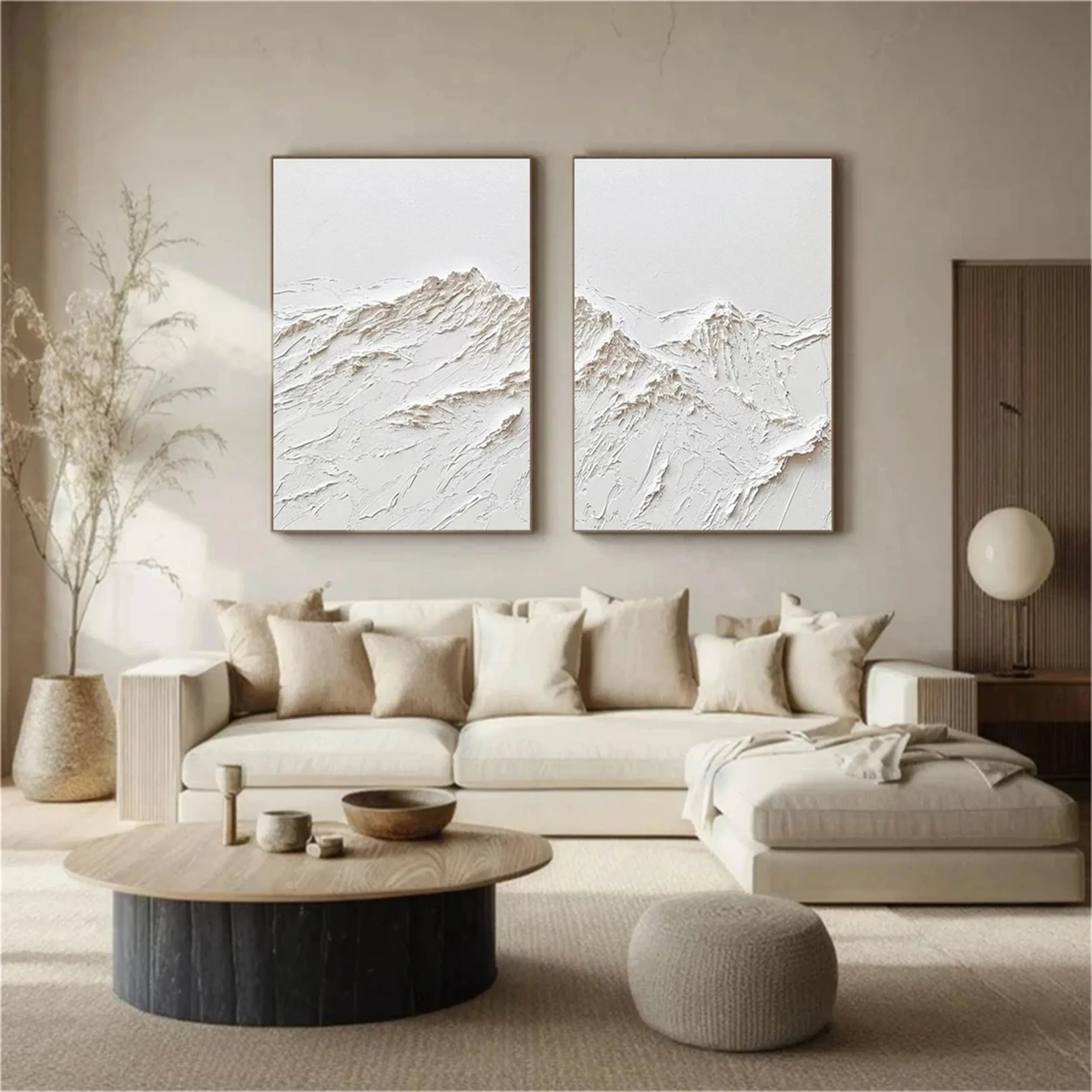 Plaster Art Minimalist Textured Paintings Set of 2 #MM264