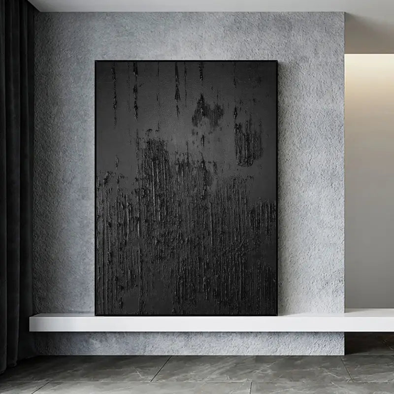 Black Minimalist Textured Wall Art #MZ010