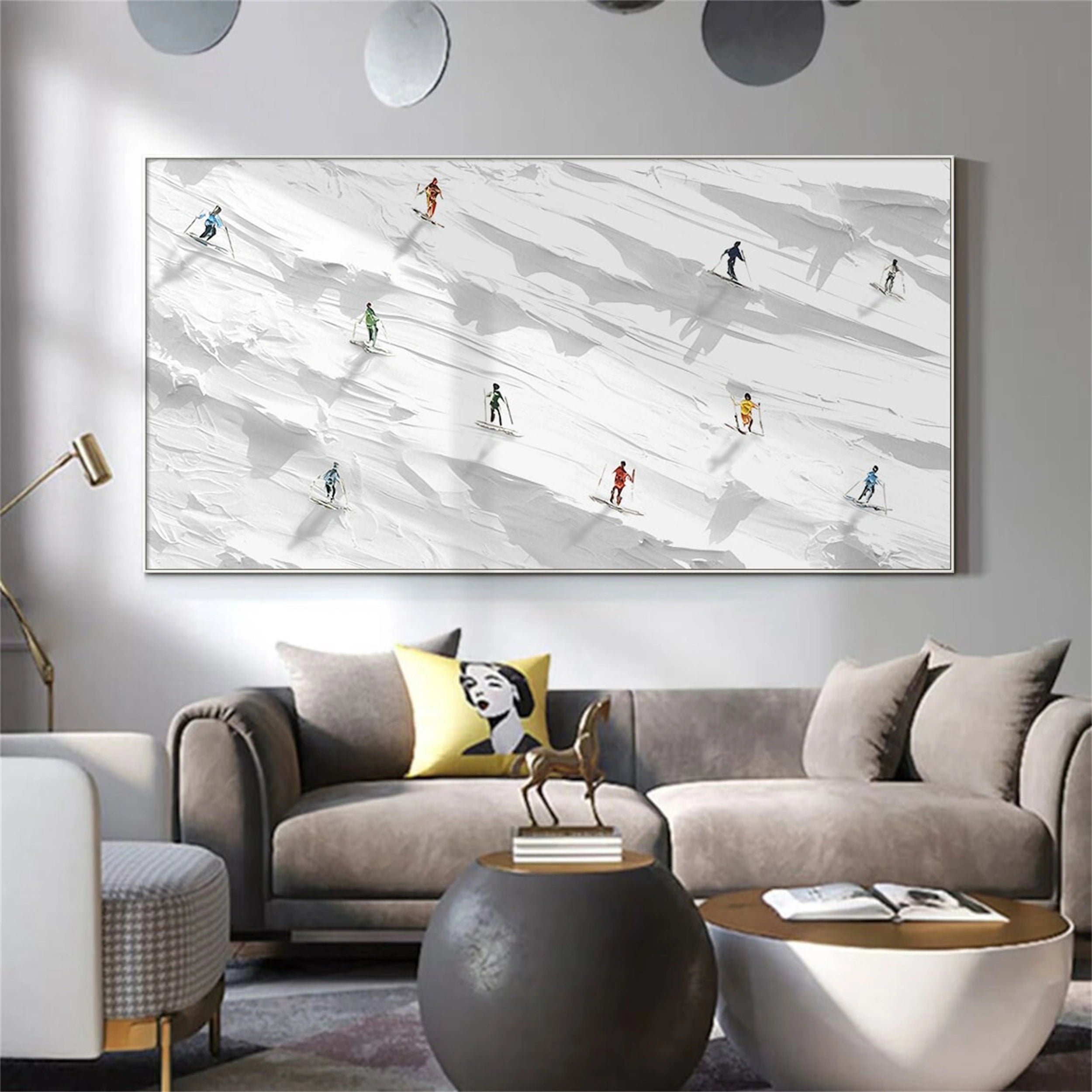 Skiing Sport Art Textured Painting Canvas #MM116