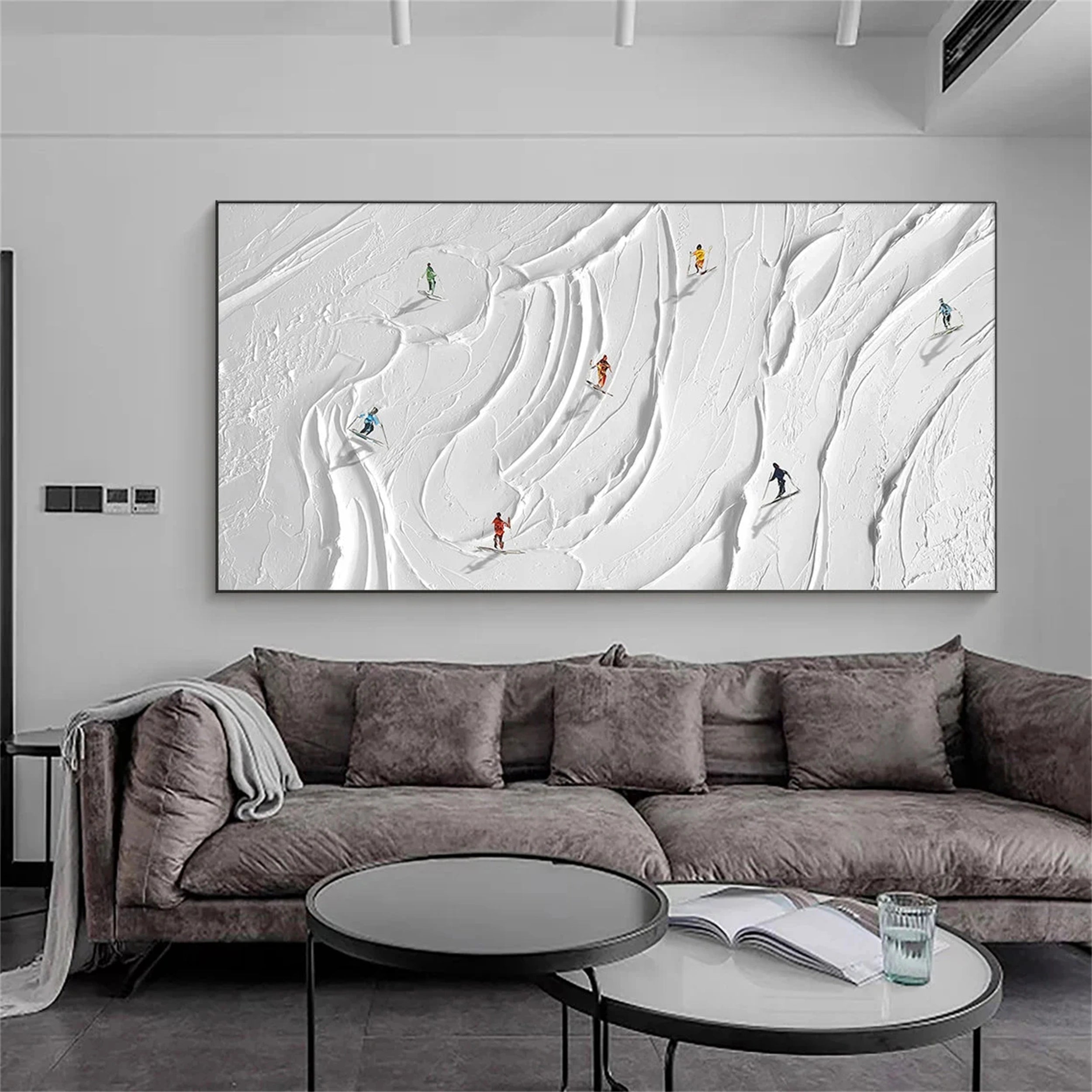 Skiing Sport Art Textured Painting Canvas #MM114