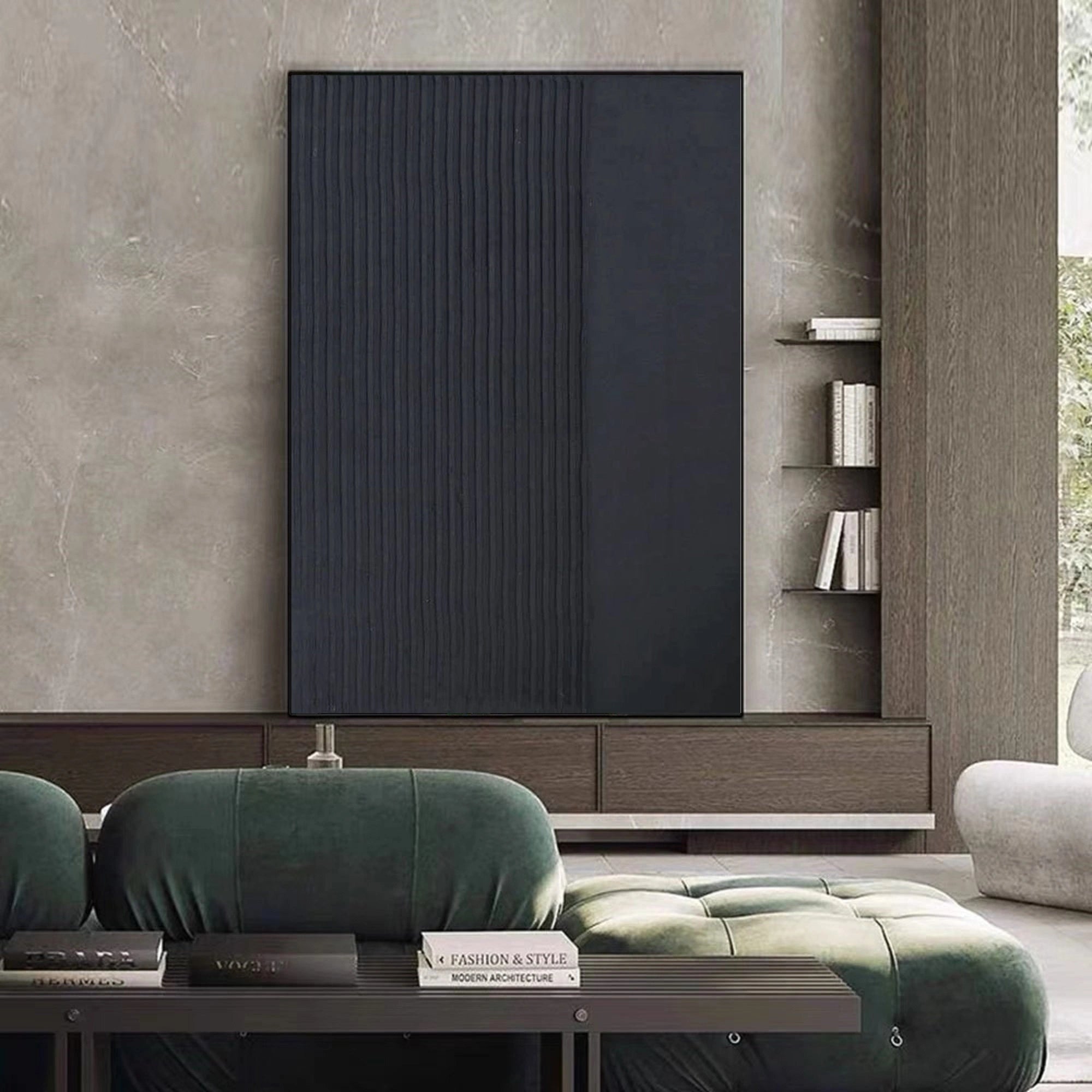 Black Minimalist Textured Painting Canvas #MZ021