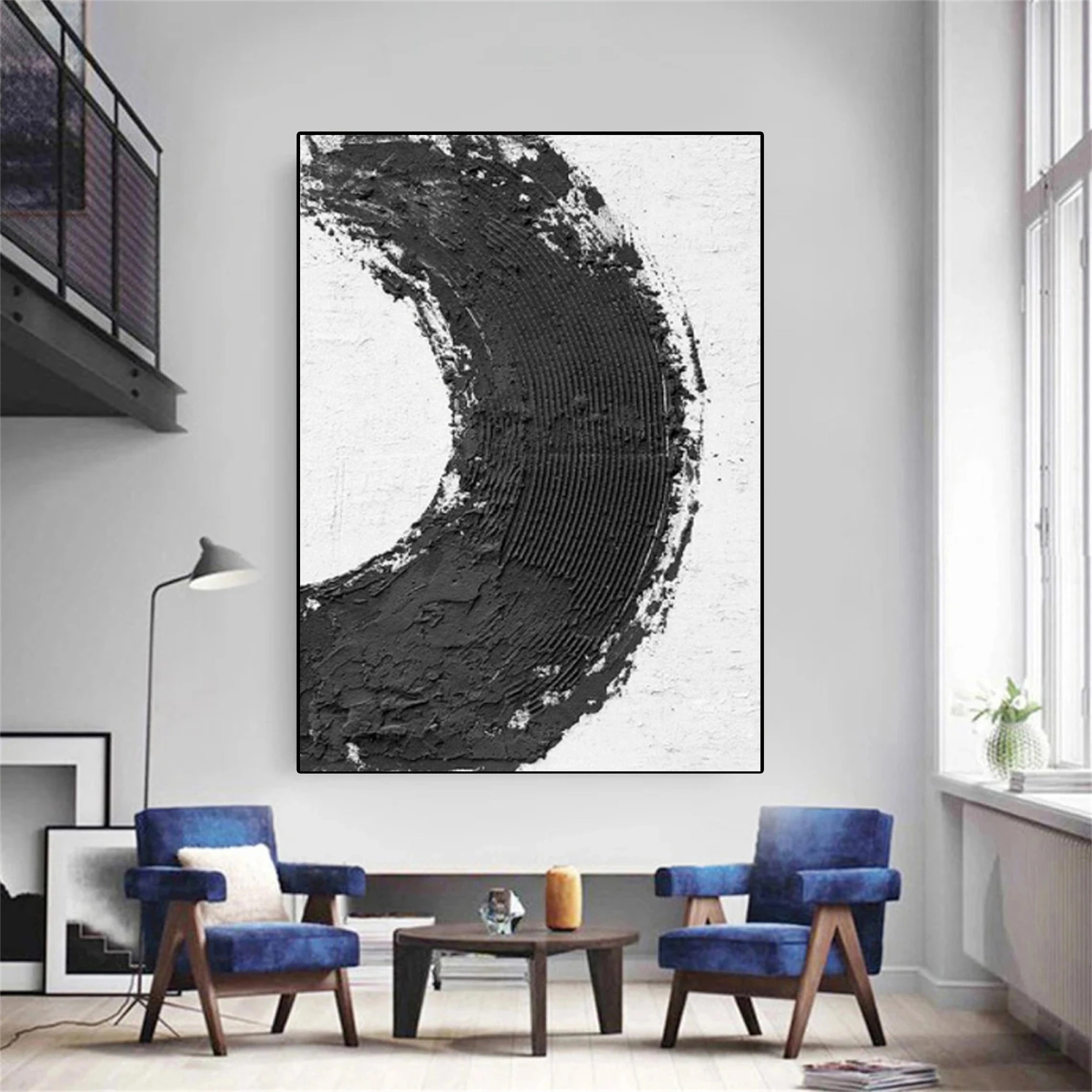 Black White Textured Minimalist Wall Art #MZ067