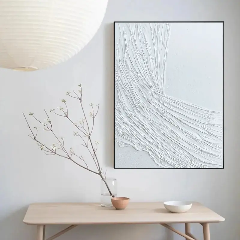 White Minimalist Textured Painting Canvas #MM020