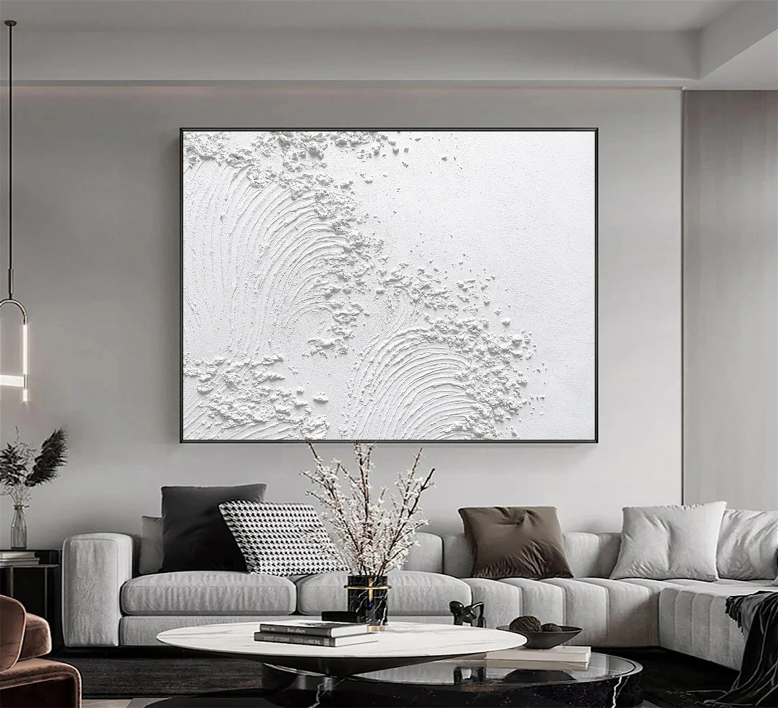 White Minimalist Textured Painting Canvas #MM120
