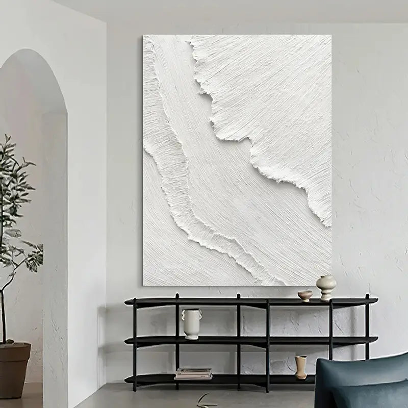 White Minimalist Textured Painting Canvas #MM026