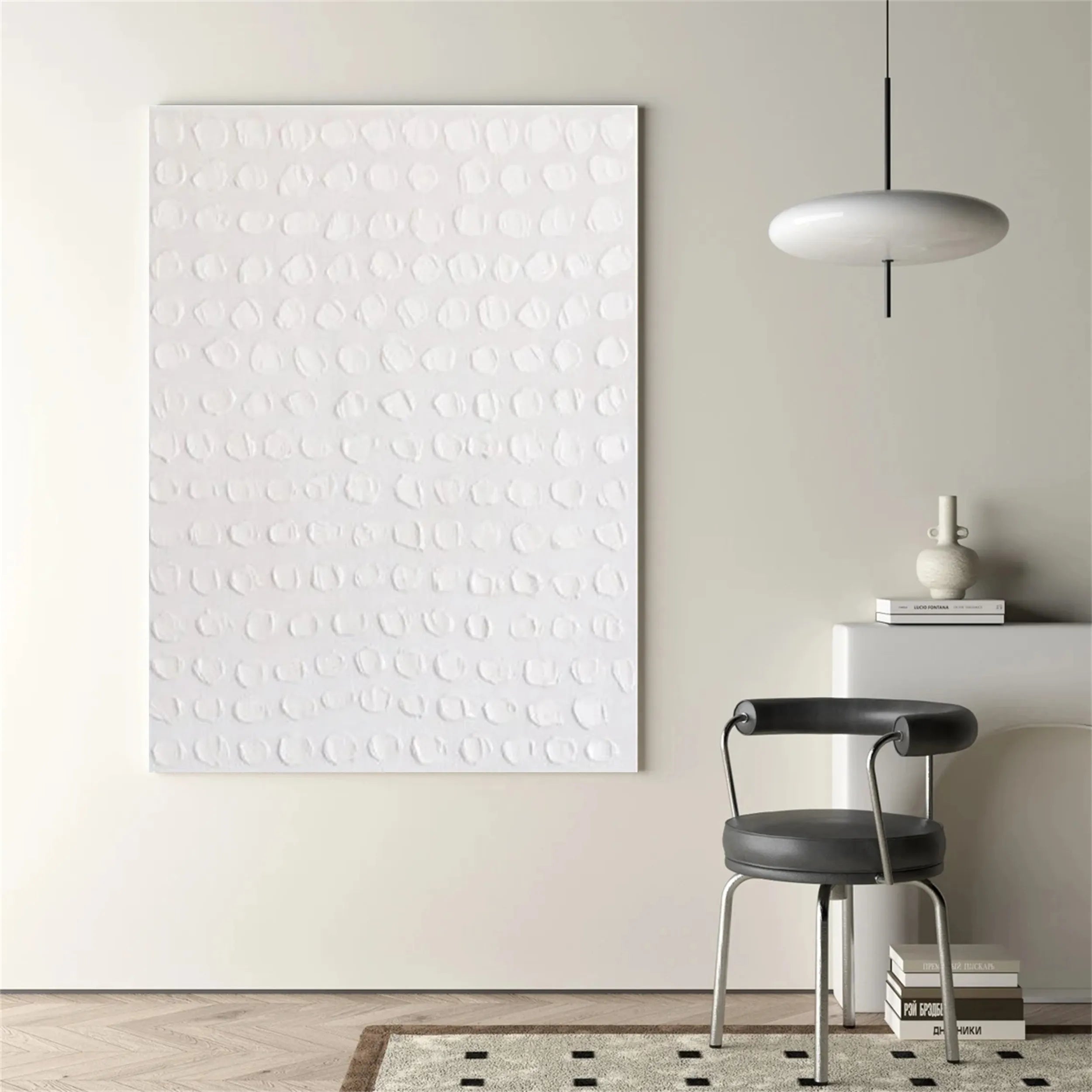 White Minimalist Textured Painting Canvas #MM199