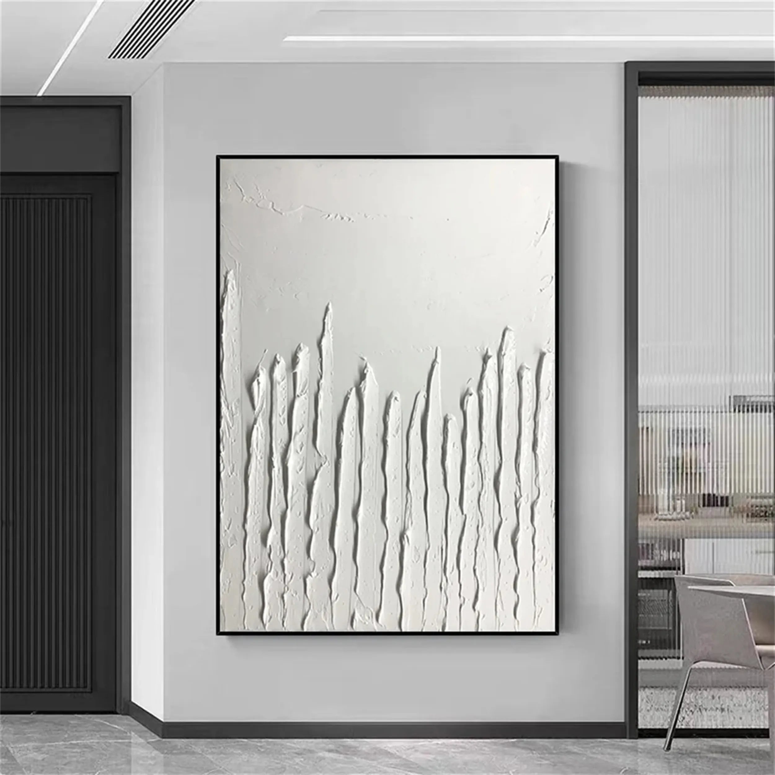 White Minimalist Textured Painting Canvas #MM178